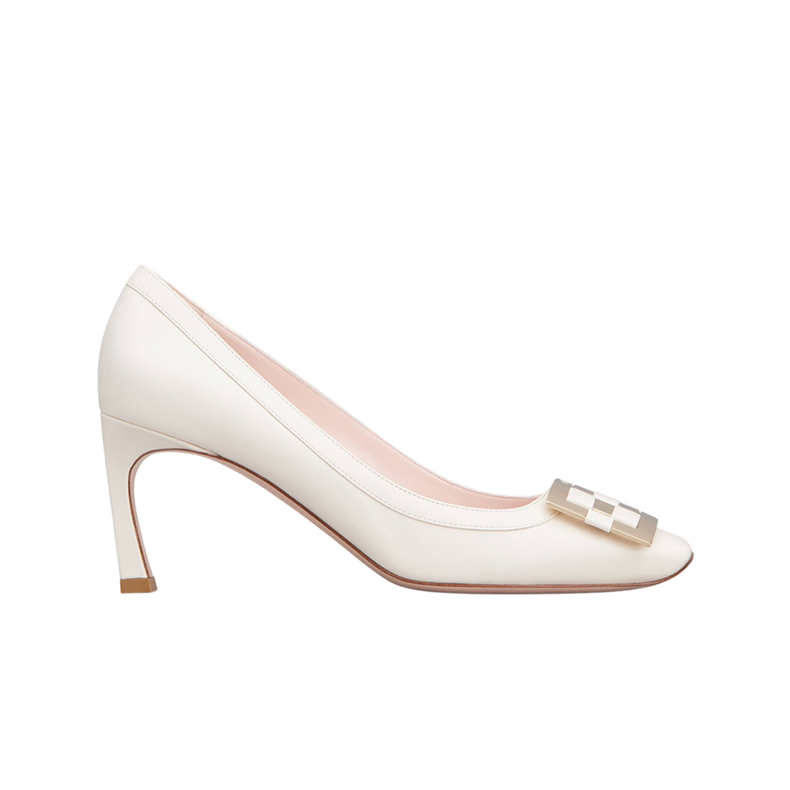 (W) 로저 비비에 레더 트럼펫 펌프스 화이트((W) Roger Vivier Leather Trompette Pumps White)