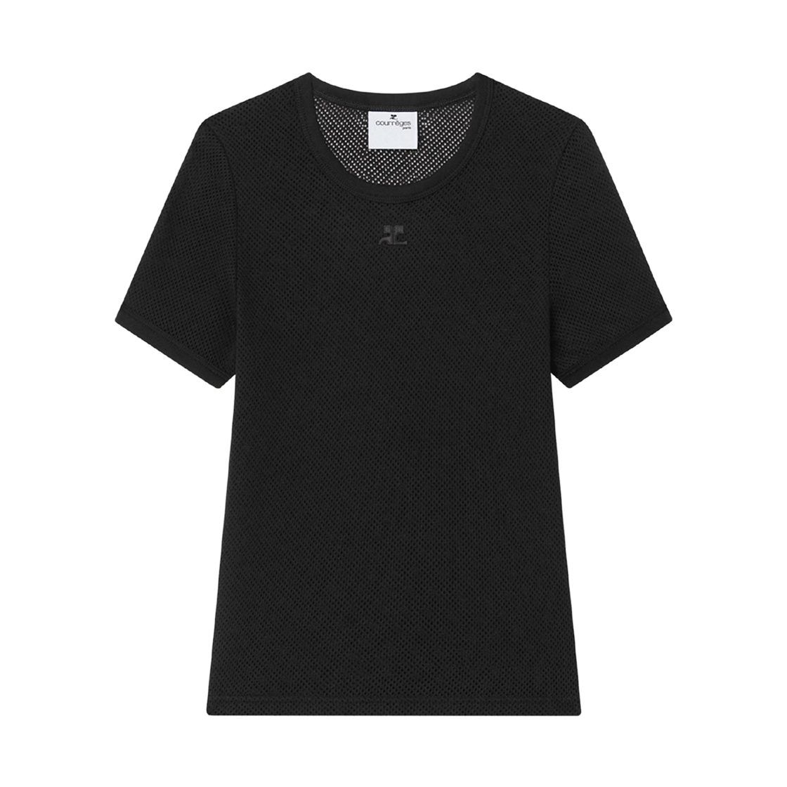 (W) 꾸레쥬 메쉬 티셔츠 블랙((W) Courreges Mesh T-Shirt Black)