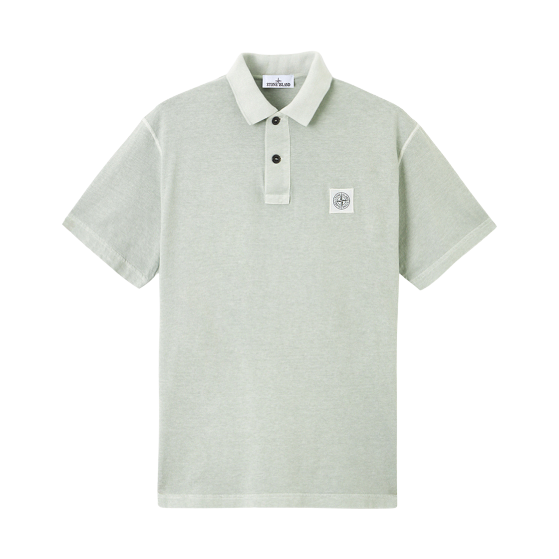 스톤 아일랜드 2200205 컴퍼스 패치 오가닉 코튼 저지 피사토 이펙트 숏슬리브 폴로 셔츠 그린 그레이 - 25SS(Stone Island 2200205 Organic Cotton Jersey Fissato Effect Short Sleeve Polo Shirt with Compass Patch Green Grey - 25SS) - 1