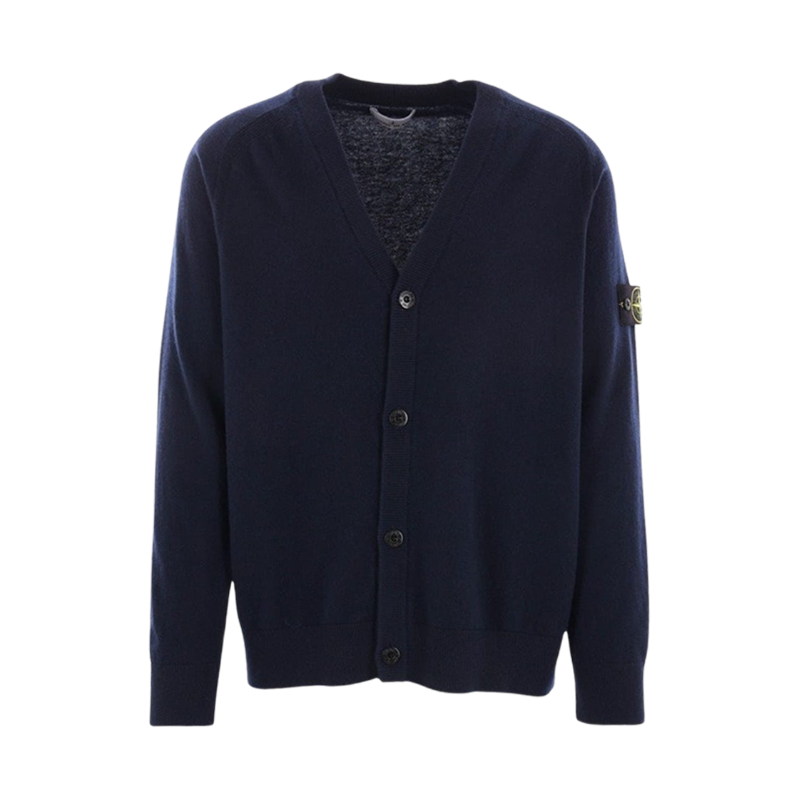 스톤 아일랜드 523B4 버튼 디테일 라이트 RWS 질롱 울 루즈 핏 가디건 네이비 블루 - 24FW(Stone Island 523B4 Light RWS Geelong Wool Loose Fit Cardigan with Button Details Navy Blue - 24FW)