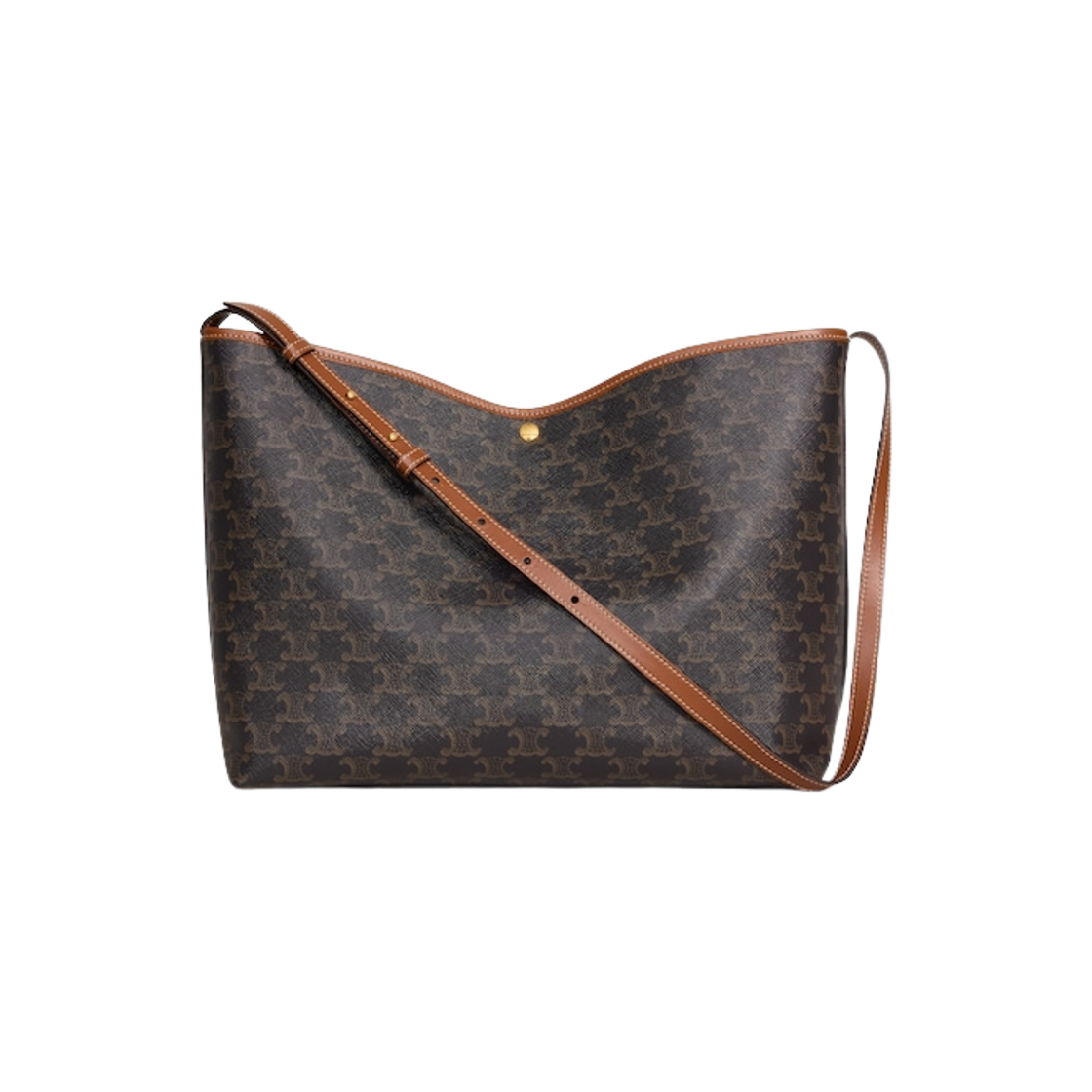 123912GXC-04LU Celine Triomphe Canvas Calfskin Soft Shopper Bag Tan