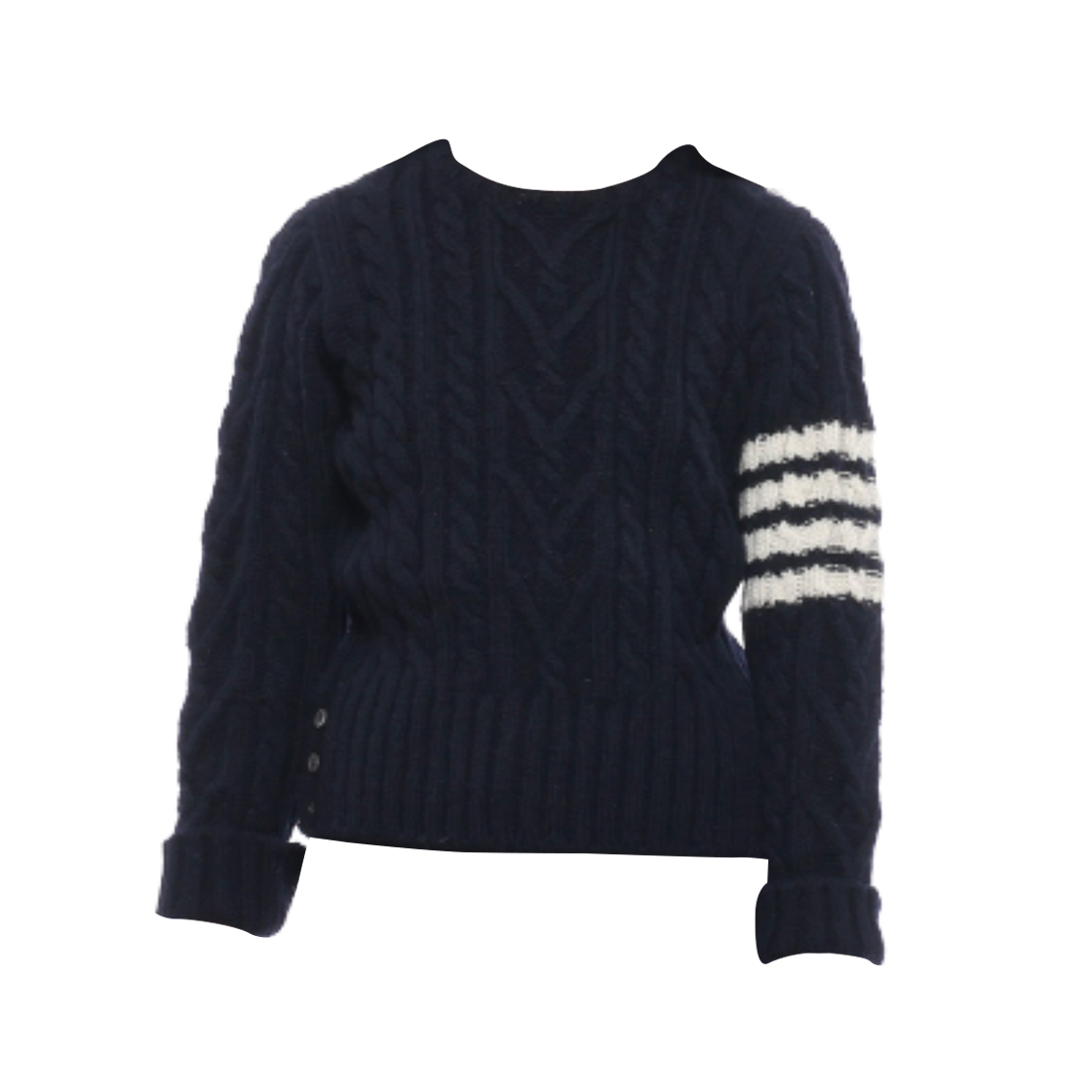 KKA01A-Y1502-415 (Kids) Thom Browne Wool Mohair Tweed Knit Navy