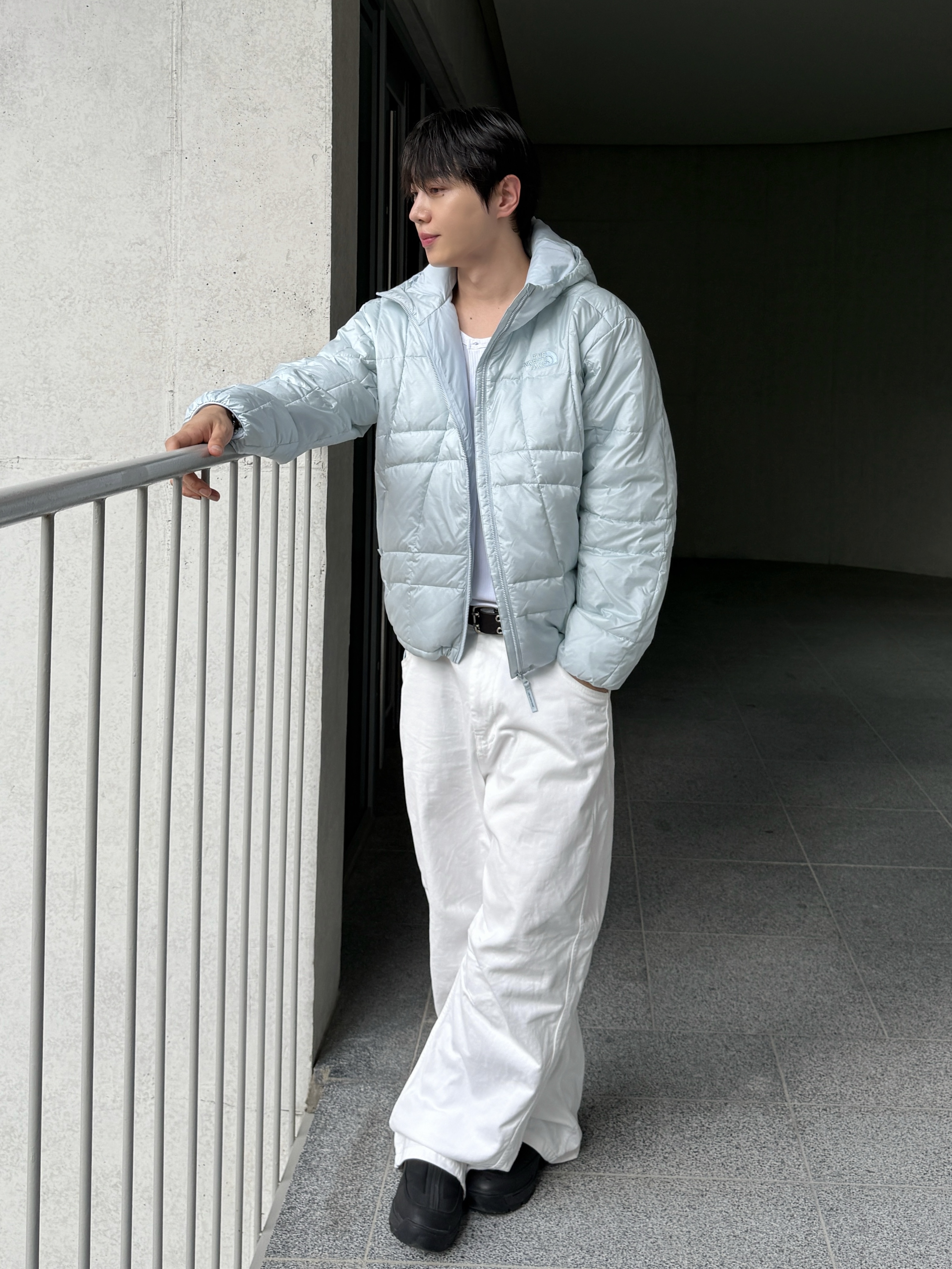 The North Face Wave LT On Jacket Light Blue 착용 스타일 - 1
