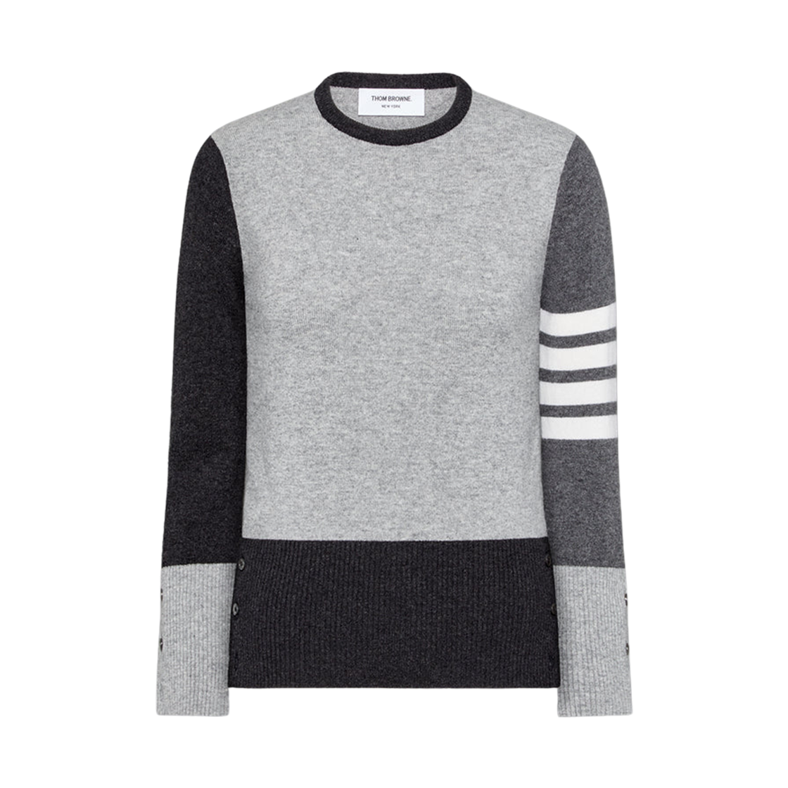 (W) 톰브라운 펀믹스 캐시미어 사선 풀오버 토날 그레이((W) Thom Browne Fun-mix Cashmere 4-Bar Pullover Tonal Grey) - 1