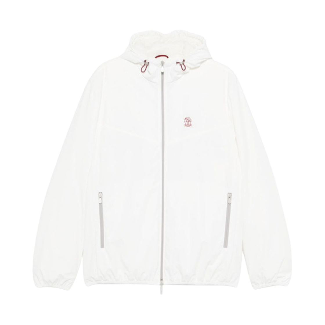 MM49A7431G-C1085 Brunello Cucinelli Bonded Nylon Hooded Jacket with Thermore Padding and Logo White