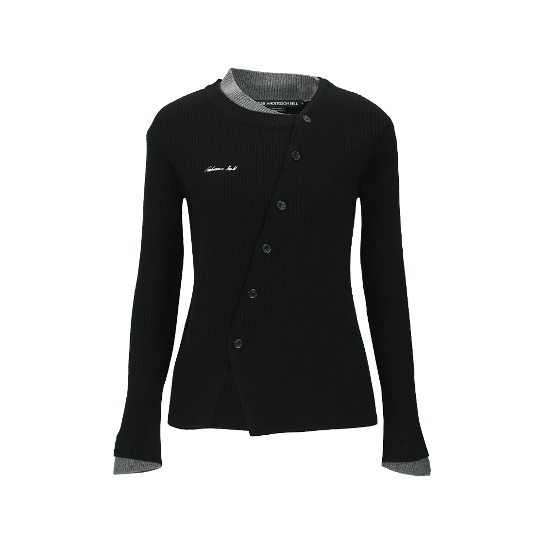 atb1383w(BLACK) ADSB Andersson Bell Button Slim Knit Cardigan Black