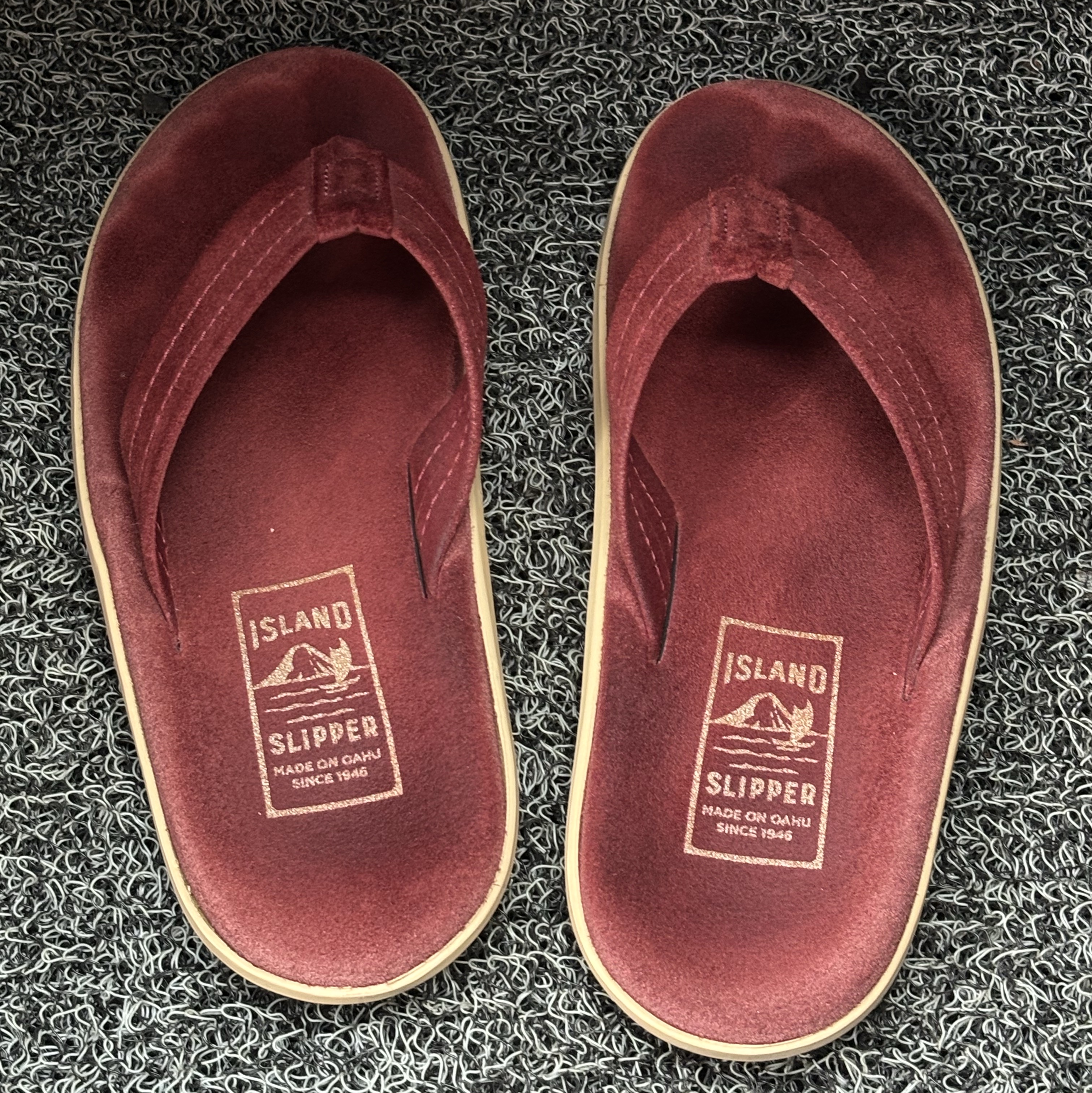 Island Slipper Classic Suede Burgundy Suede 착용 스타일