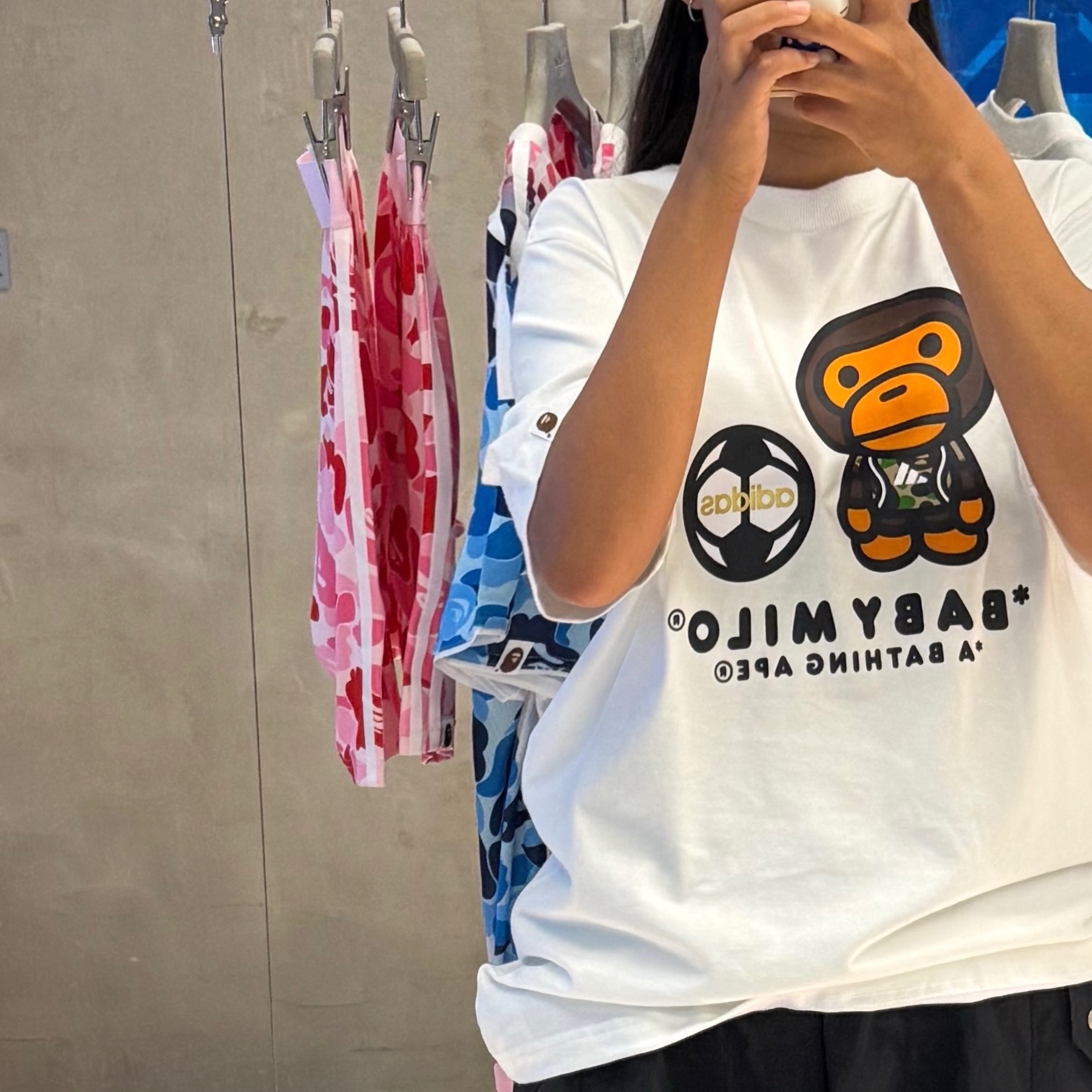 Adidas x BAPE Baby Milo T-Shirts White - KR Sizing 착용 스타일