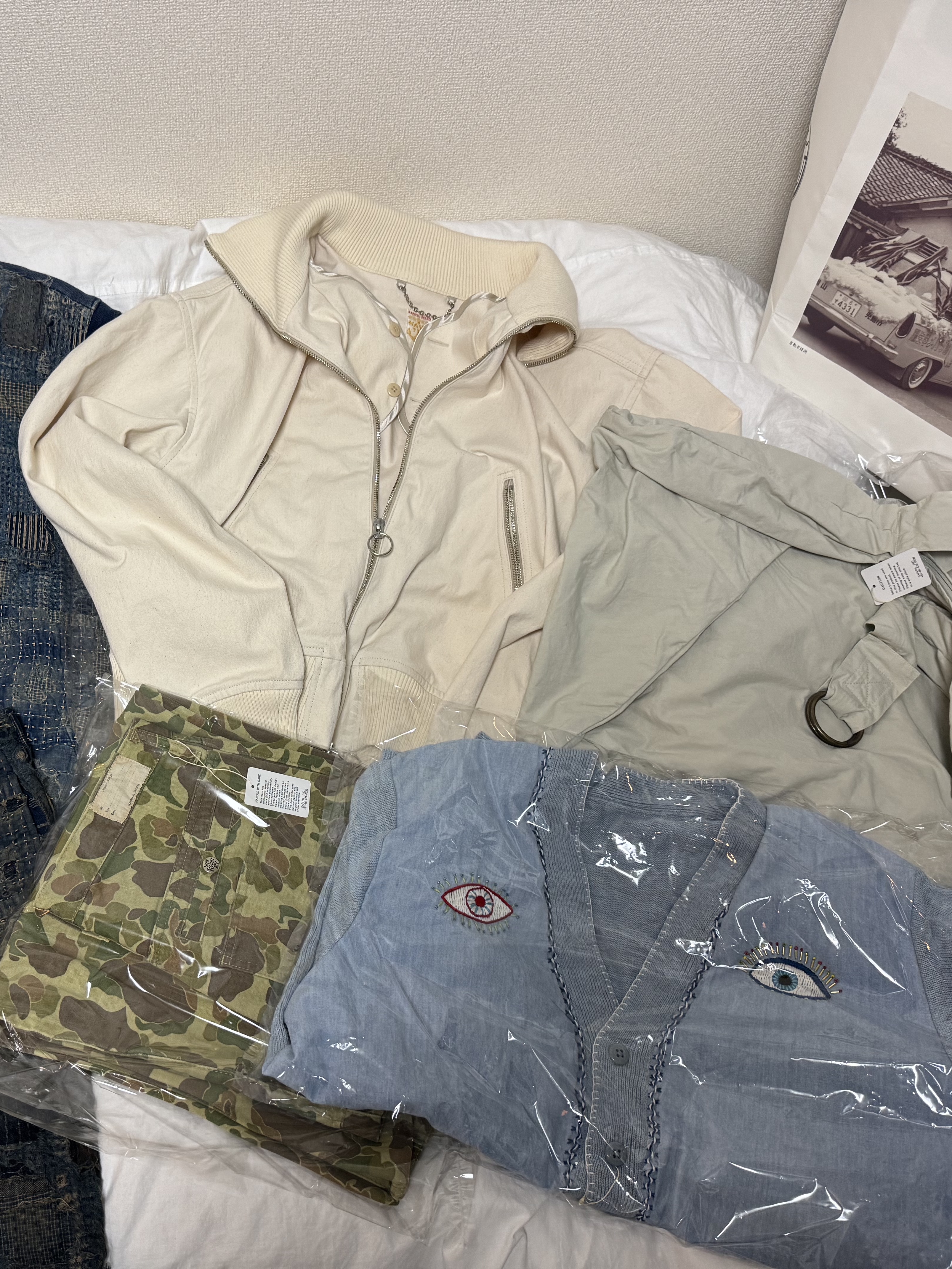 Kapital Boro Ivy Shorts Indigo, Kapital Hunter Camouflage Herringbone Port Baggy Pants Hunter Camouflage 착용 스타일 - 3