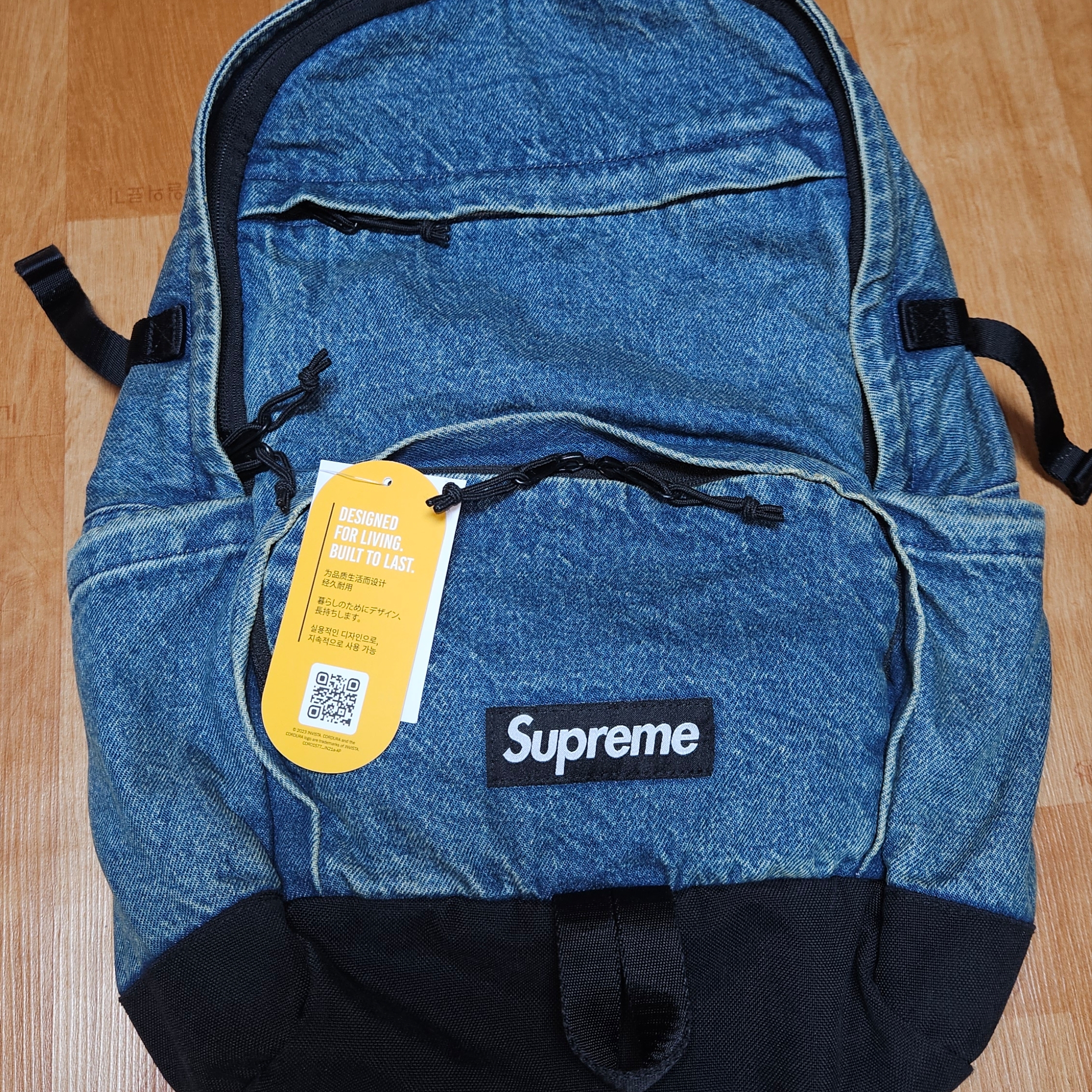 Supreme Denim Backpack Washed Indigo - 25FW 착용 스타일 - 1