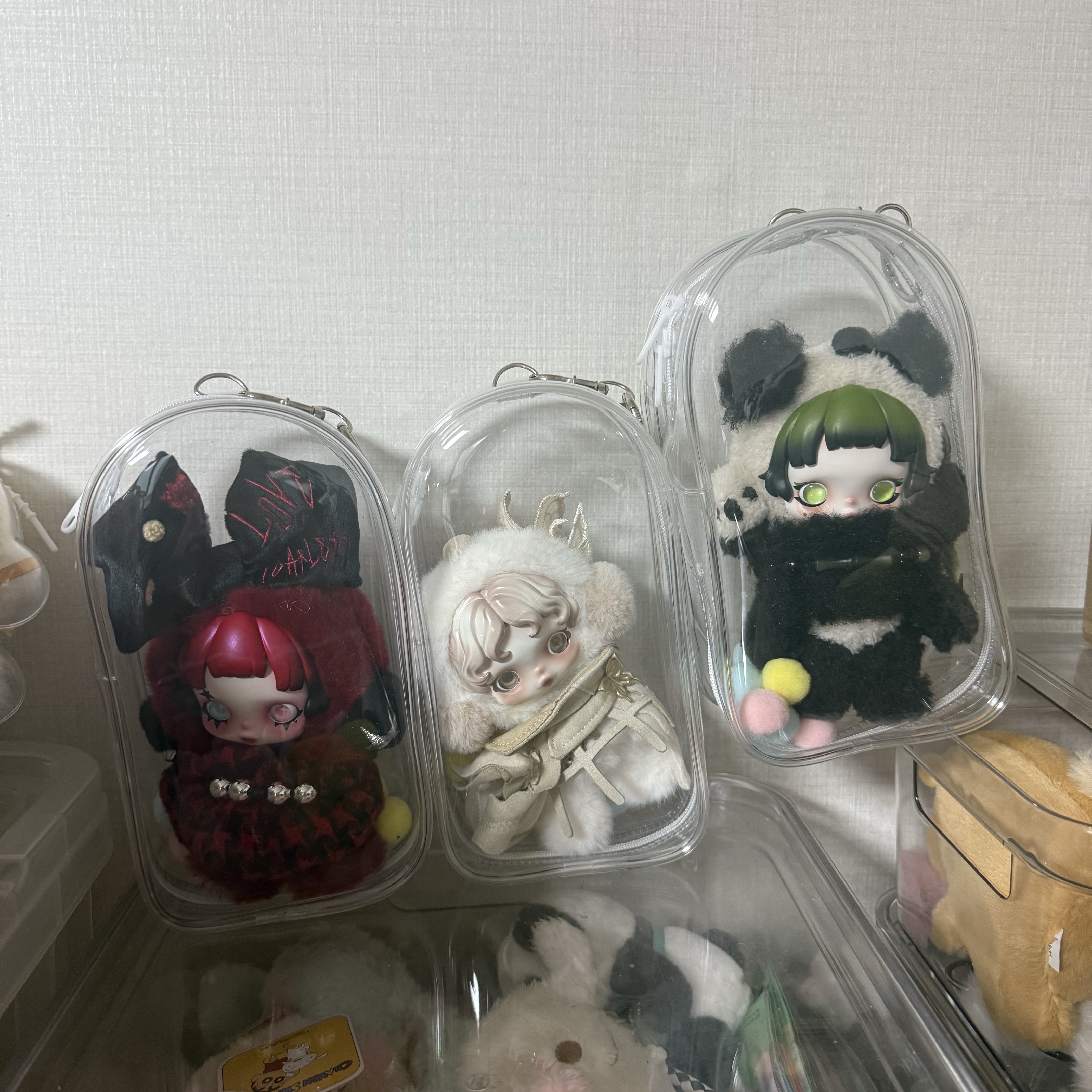 Pop Mart Skullpanda Lazy Panda Plush Doll Pendant 착용 스타일