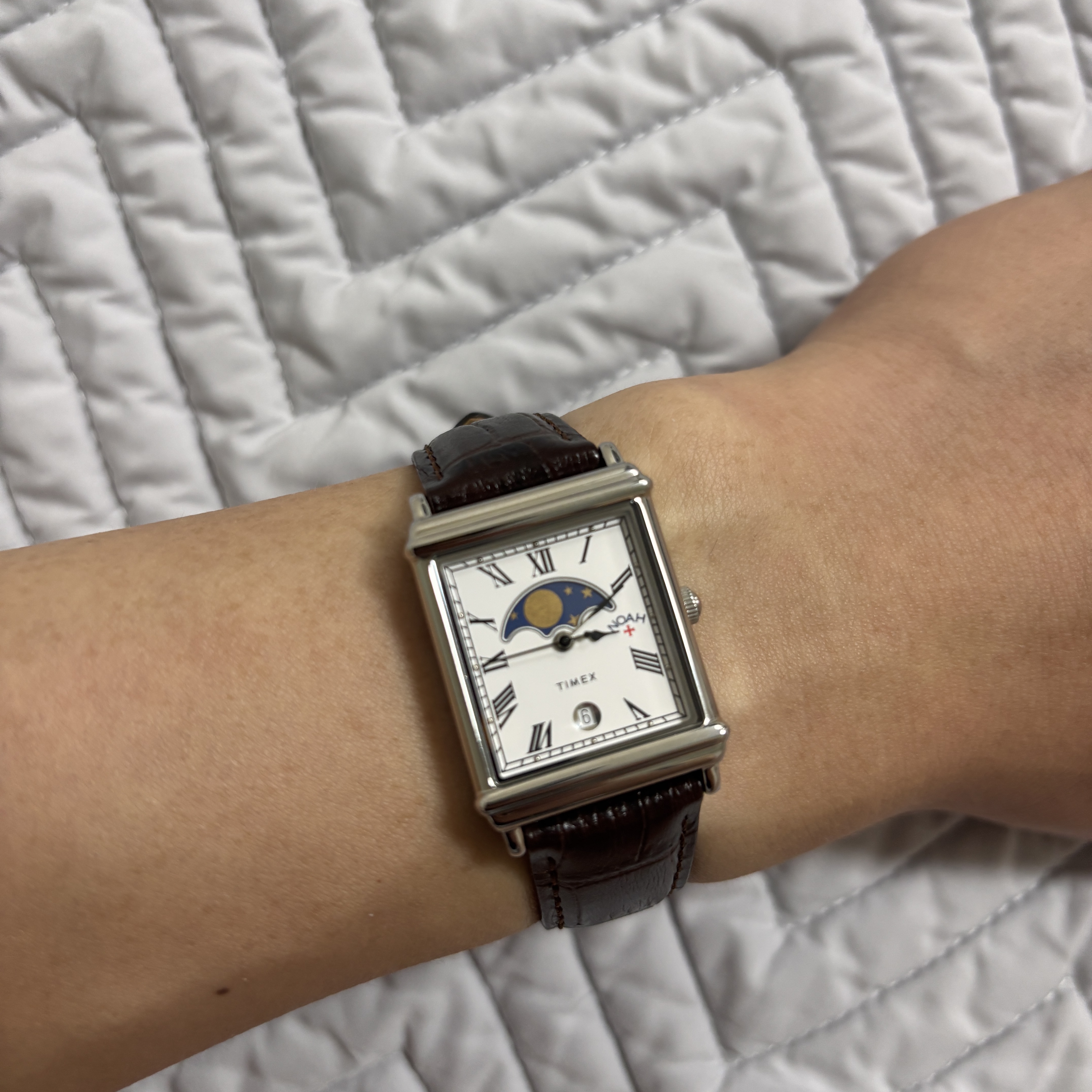Timex x Noah Moon 37mm Phase Watch Brown Steel 착용 스타일 - 2