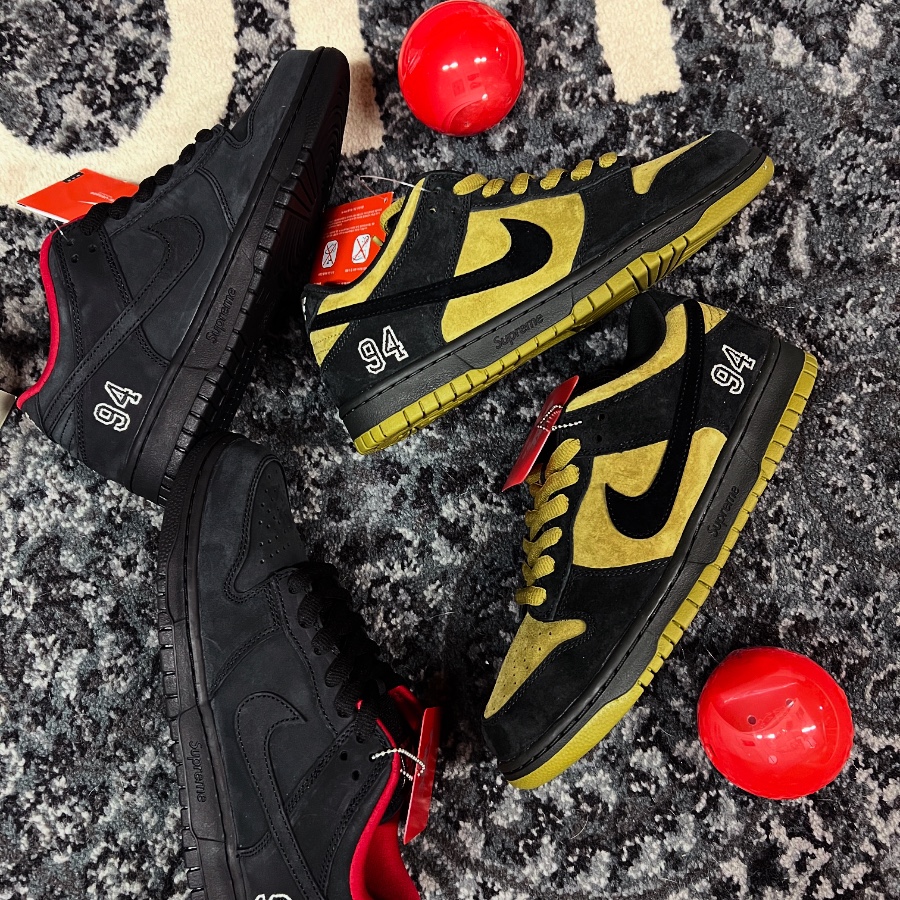 Nike x Supreme SB Dunk Low Camper Green, Nike x Supreme SB Dunk Low Black 착용 스타일