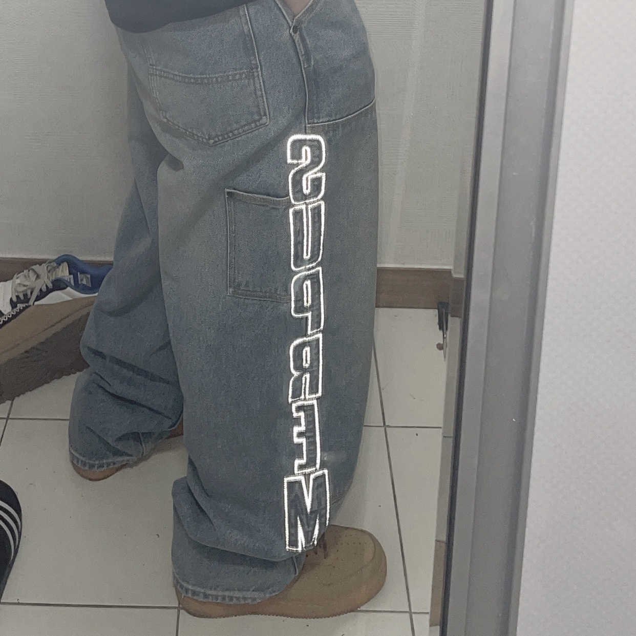 Supreme Reflective Double Knee Pants Denim - 25FW 착용 스타일