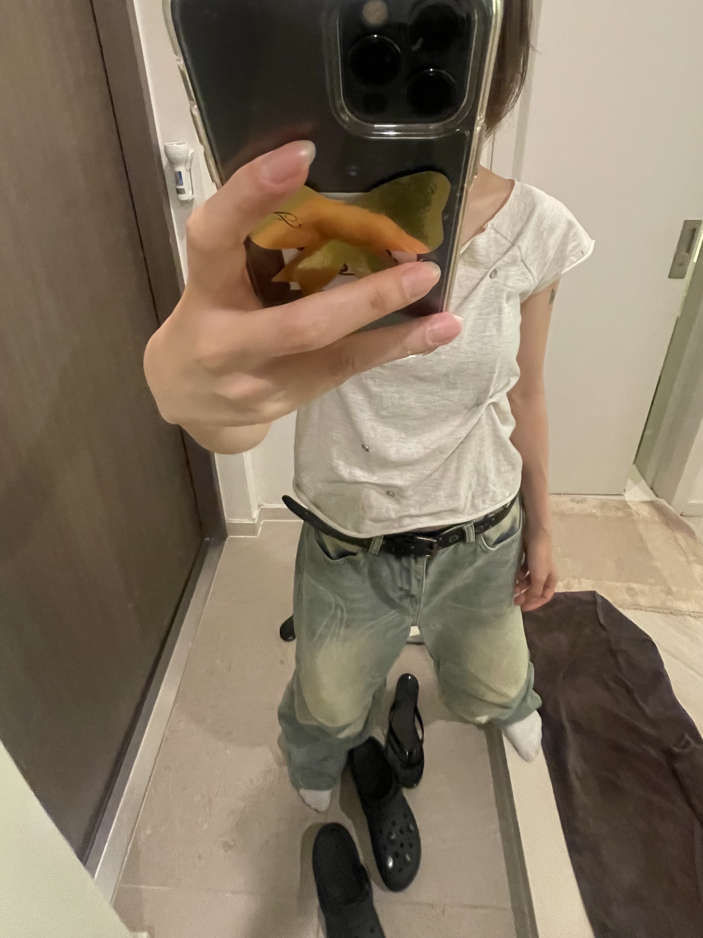 (W) Crocs Classic Platform Clog Black 착용 스타일