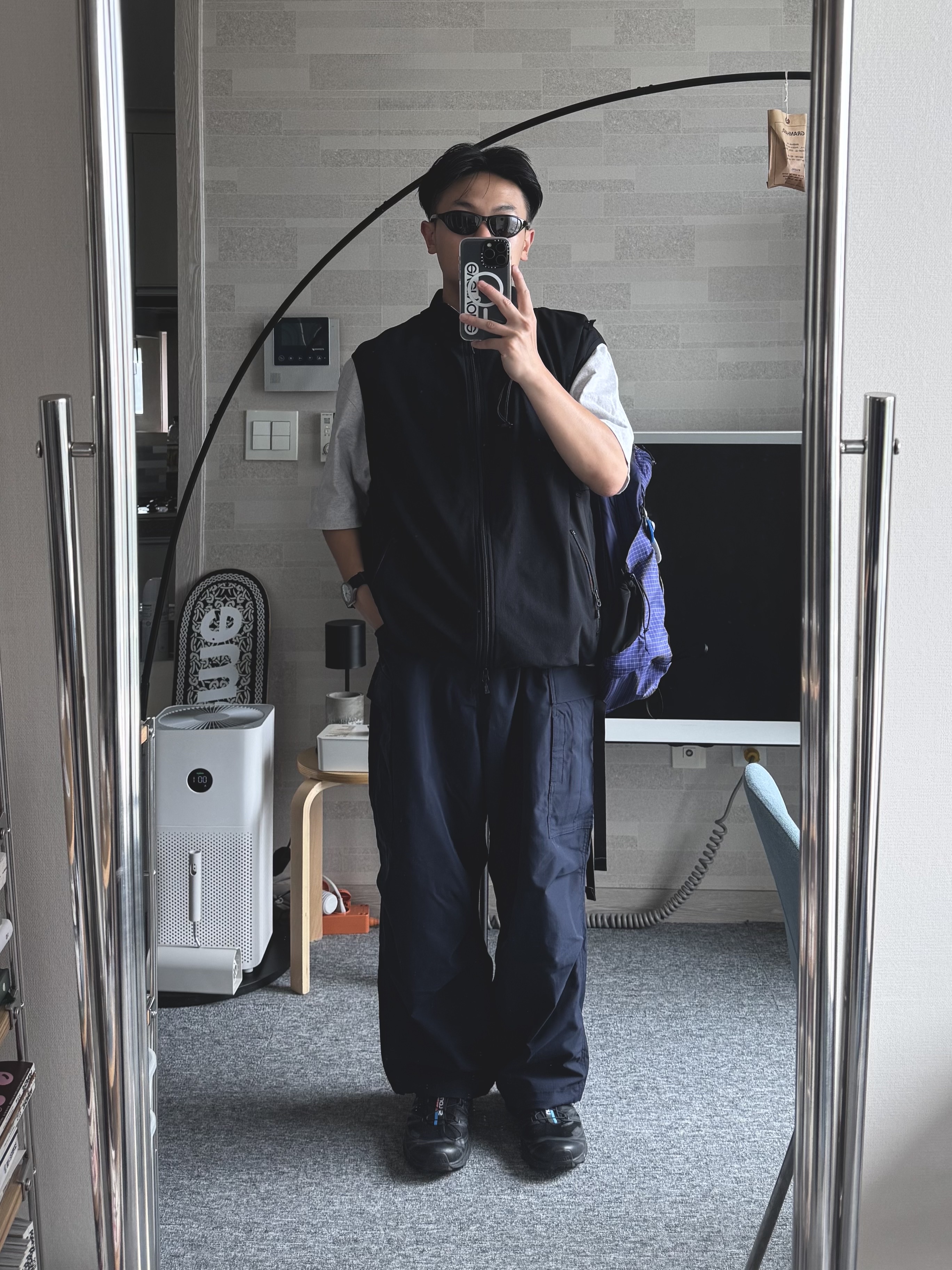 Arc'teryx Aerios 18 Backpack Soulsonic, Salomon XT-6 ADV Black 착용 스타일