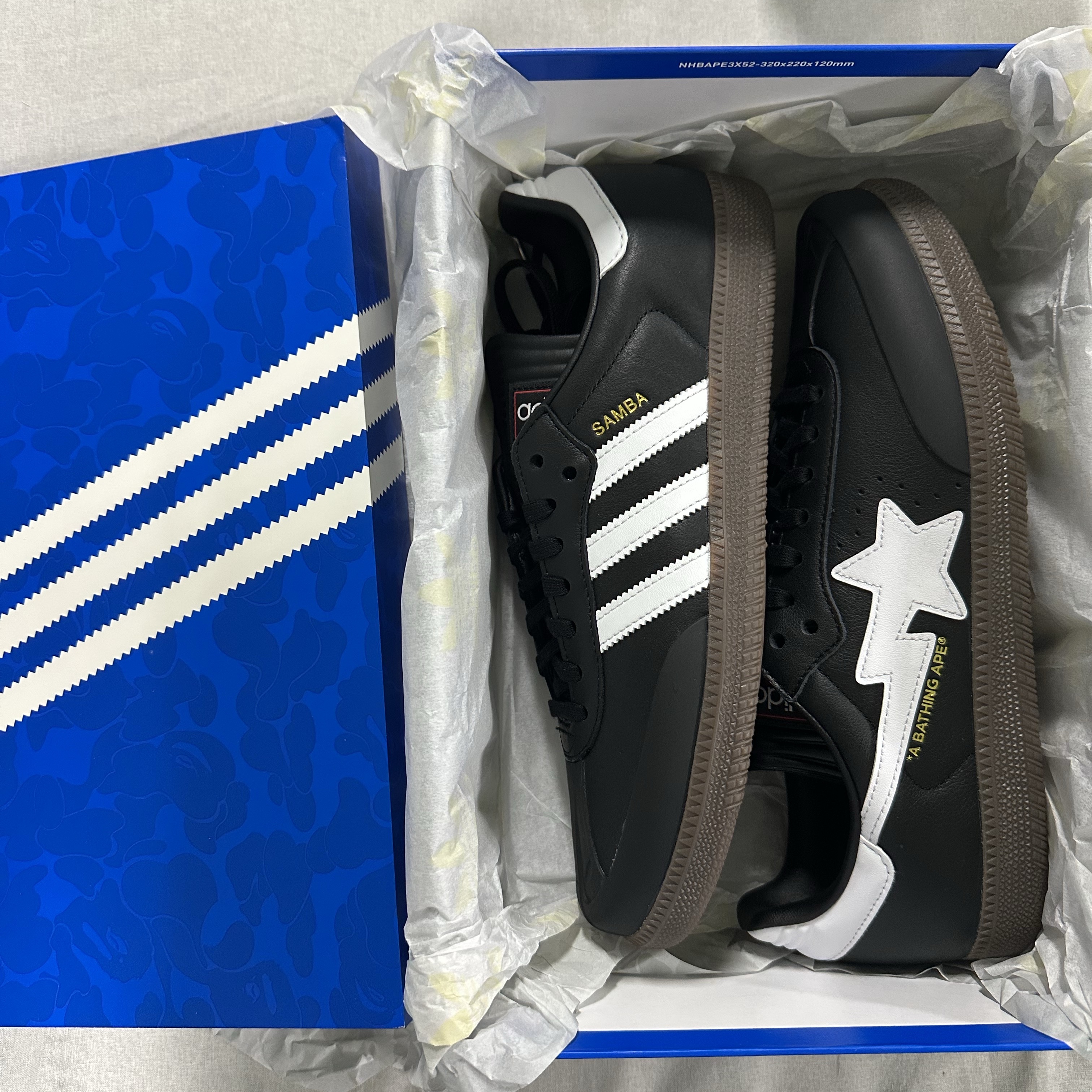 Adidas x BAPE Samba Core Black Footwear White 착용 스타일
