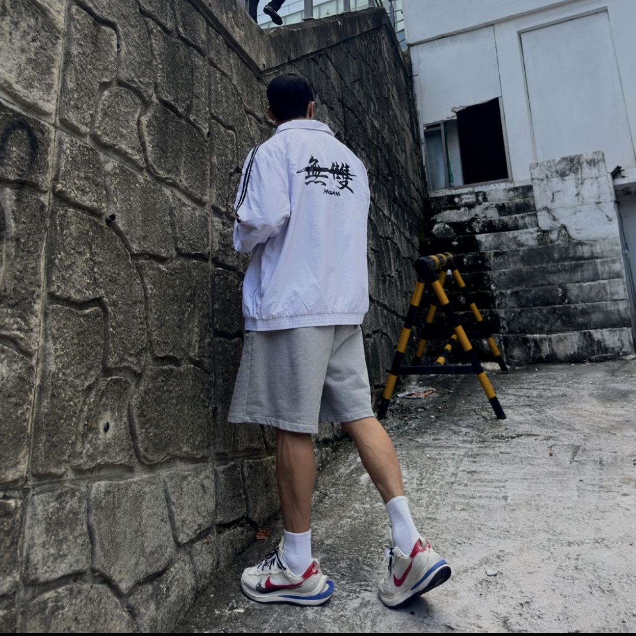 Nike x Sacai VaporWaffle Royal Fuchsia, Knitted Bermuda Traning Half Pants Melange Grey 착용 스타일
