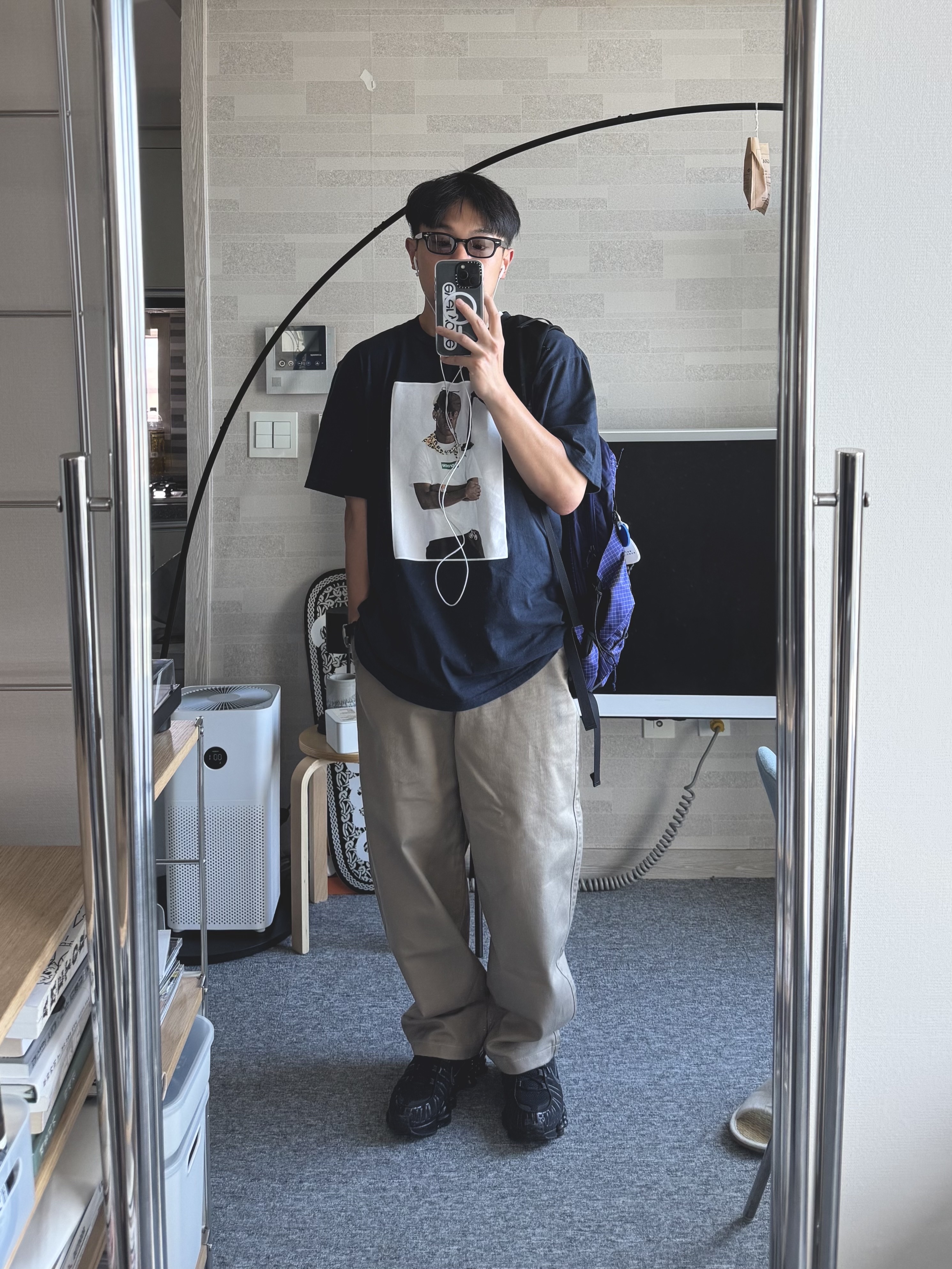 (W) Nike Shox TL Black and Max Orange, Supreme Tyler The Creator T-Shirt Navy - 24FW 착용 스타일