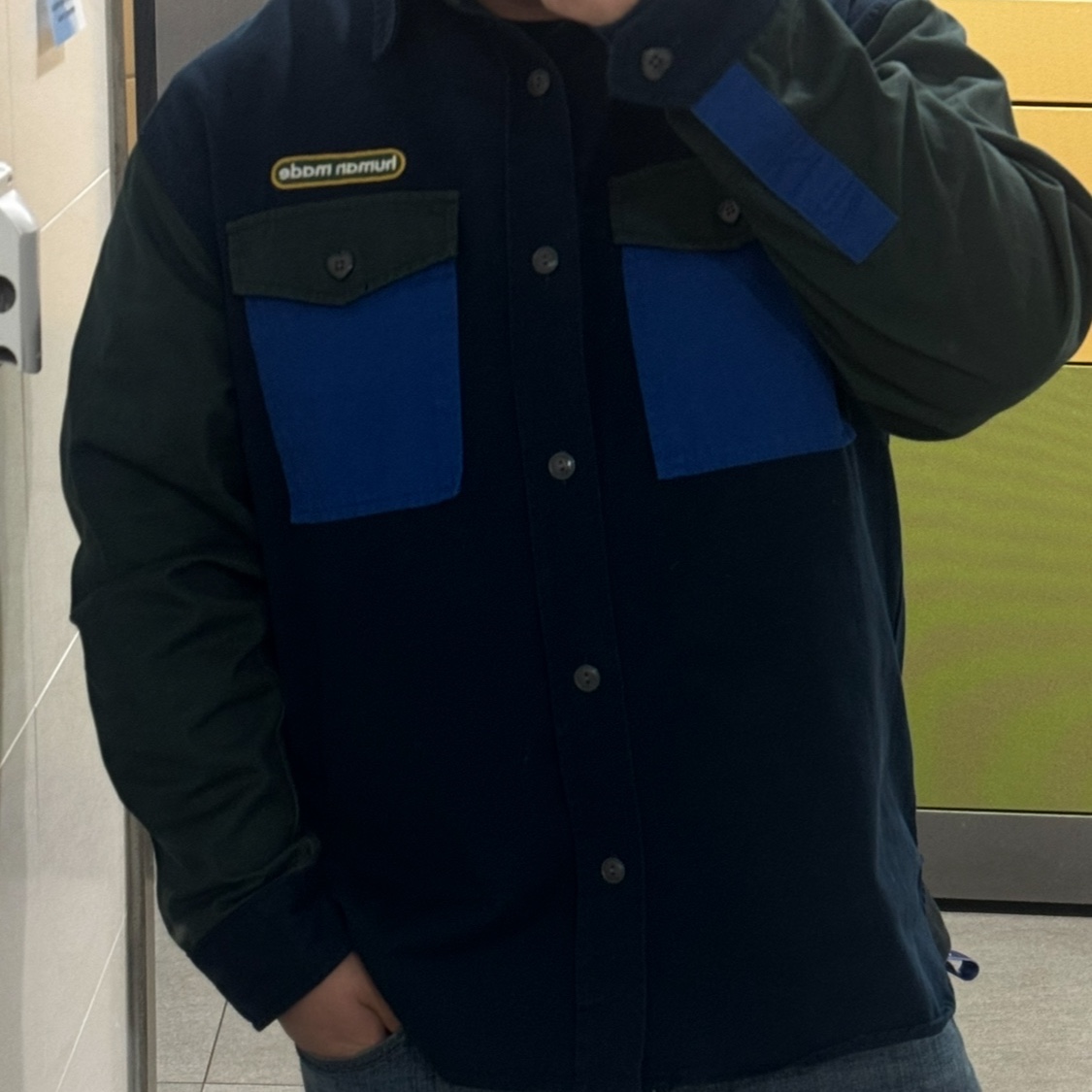 Human Made Crazy Work Shirt Navy μ°©μ© μ€νμΌ