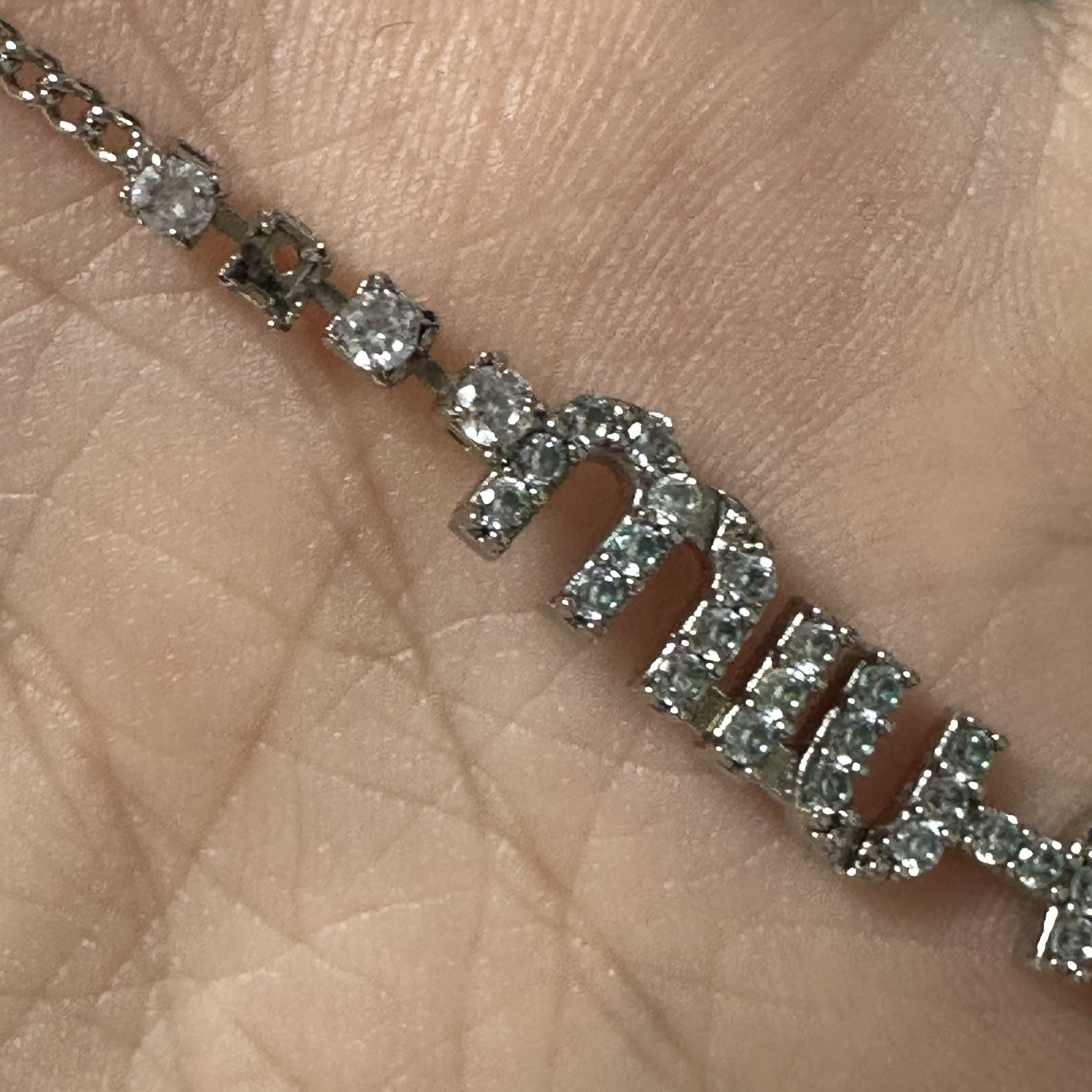 (W) Miu Miu Crystal Metal Necklace Steel Crystal 착용 스타일