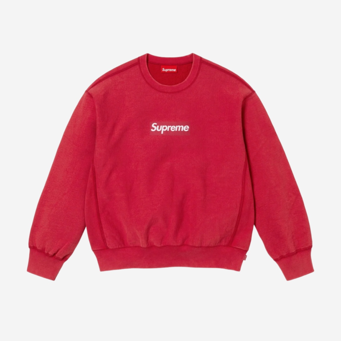 Supreme Washed Box Logo Crewneck Red - 25SS 착용 스타일