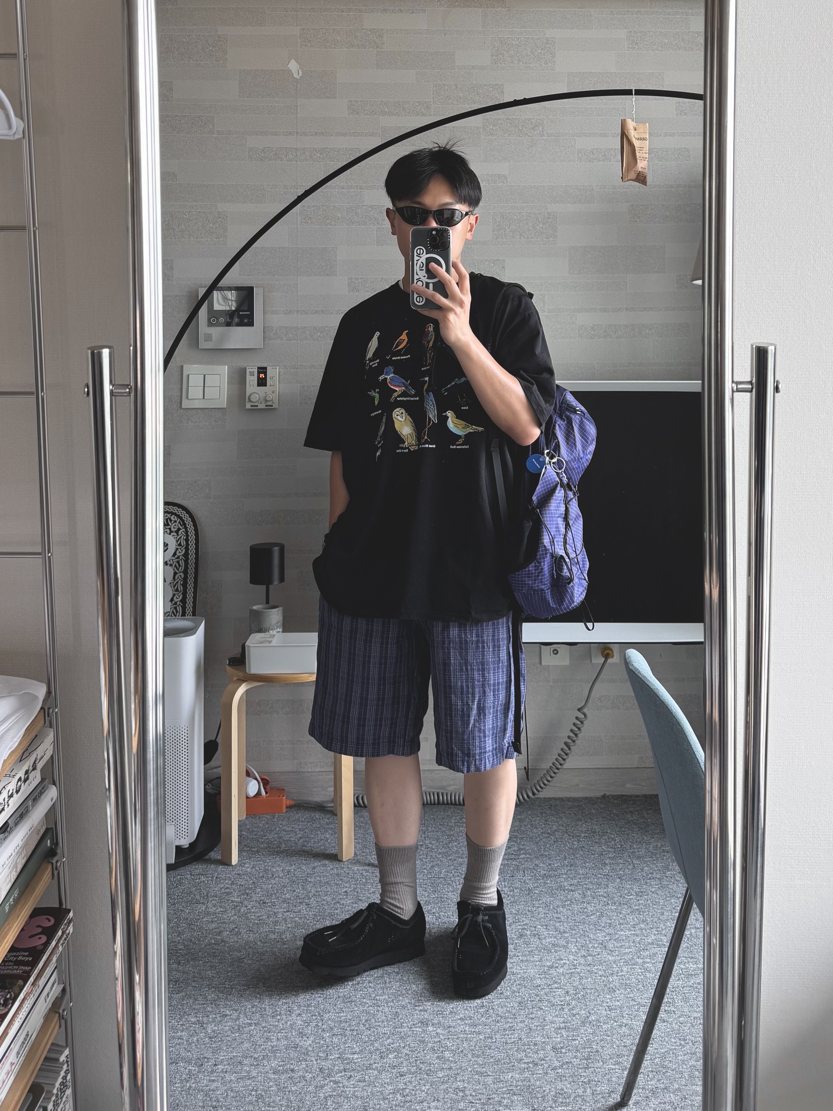 Arc'teryx Aerios 18 Backpack Soulsonic, Stussy California Birds T-Shirt Black 착용 스타일
