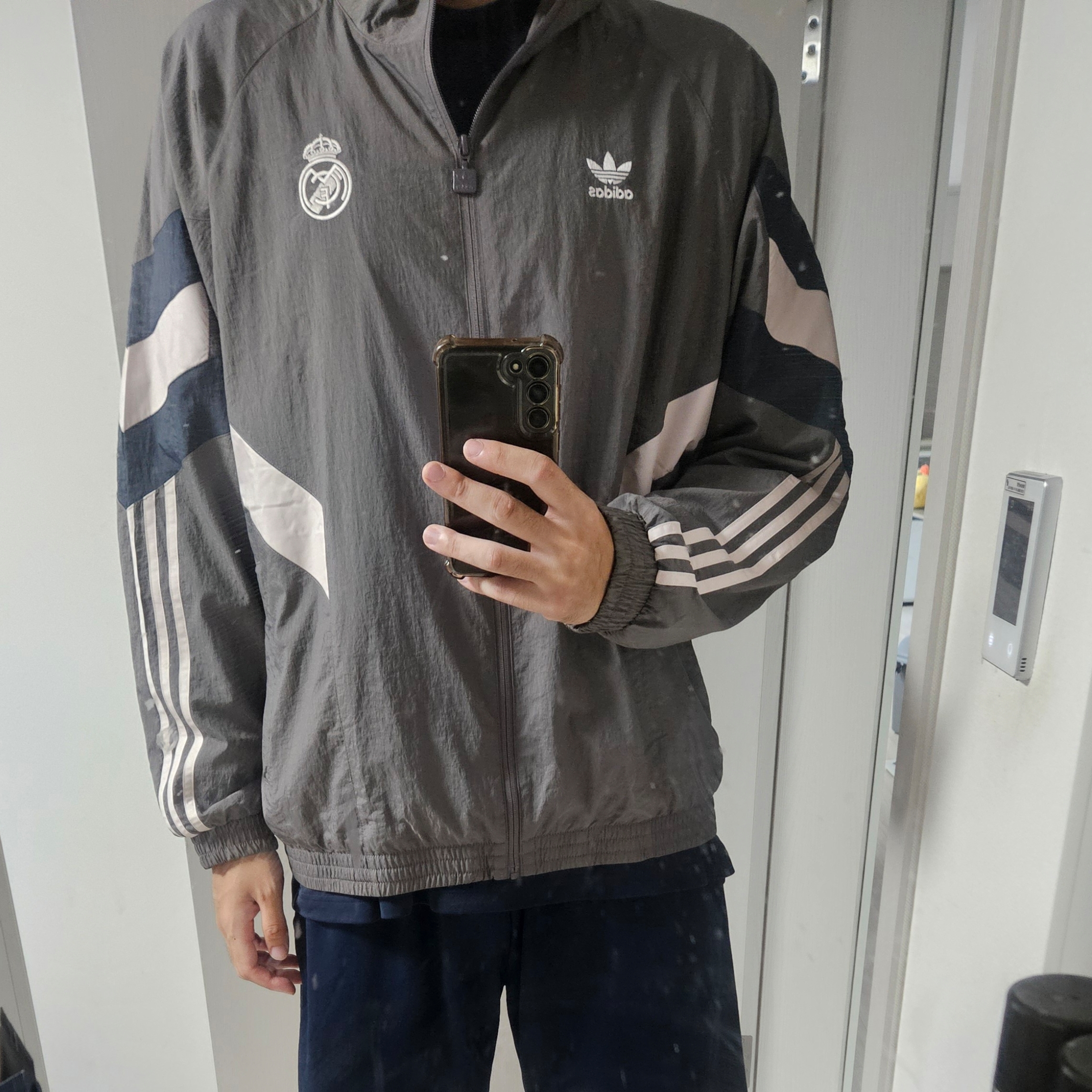 Adidas Real Madrid Originals Track Top Charcoal Grey - KR Sizing 착용 스타일
