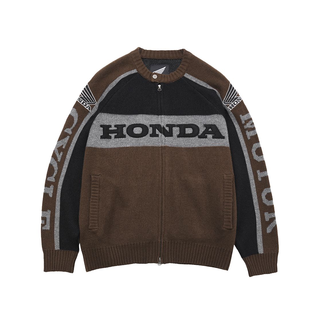 [KREAM 단독] 혼다 빅 로고 니트 집업 브라운([KREAM 단독] Honda Big Logo Knit Zip-up Brown)
