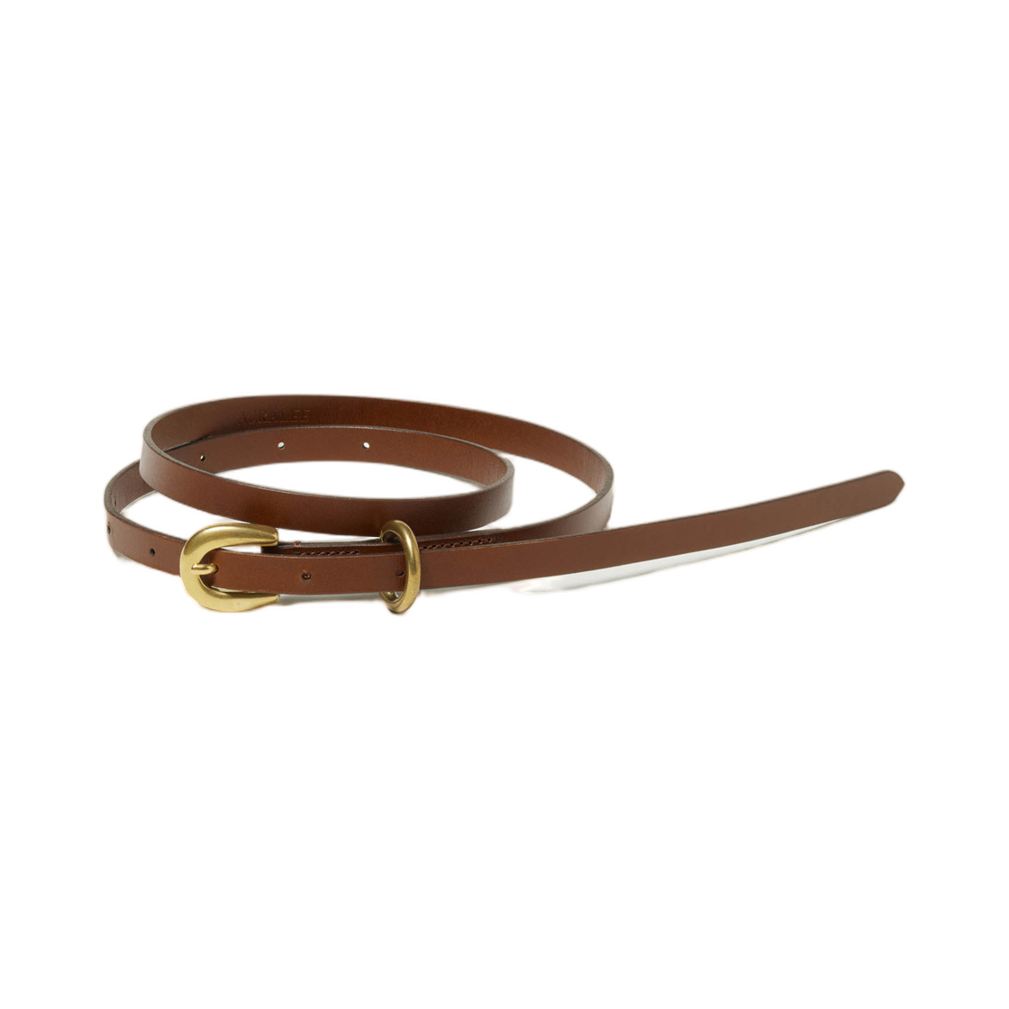 A25AB09RP (W) Auralee Leather Narrow Belt Brown