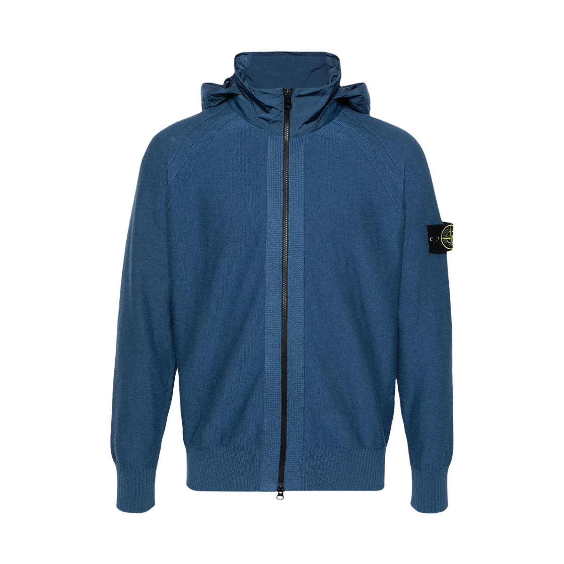 스톤 아일랜드 503B0 와펜 패치 니트 집업 아비오 블루 - 24SS(Stone Island 503B0 Wappen Patch Knit Zip Up Avio Blue - 24SS)