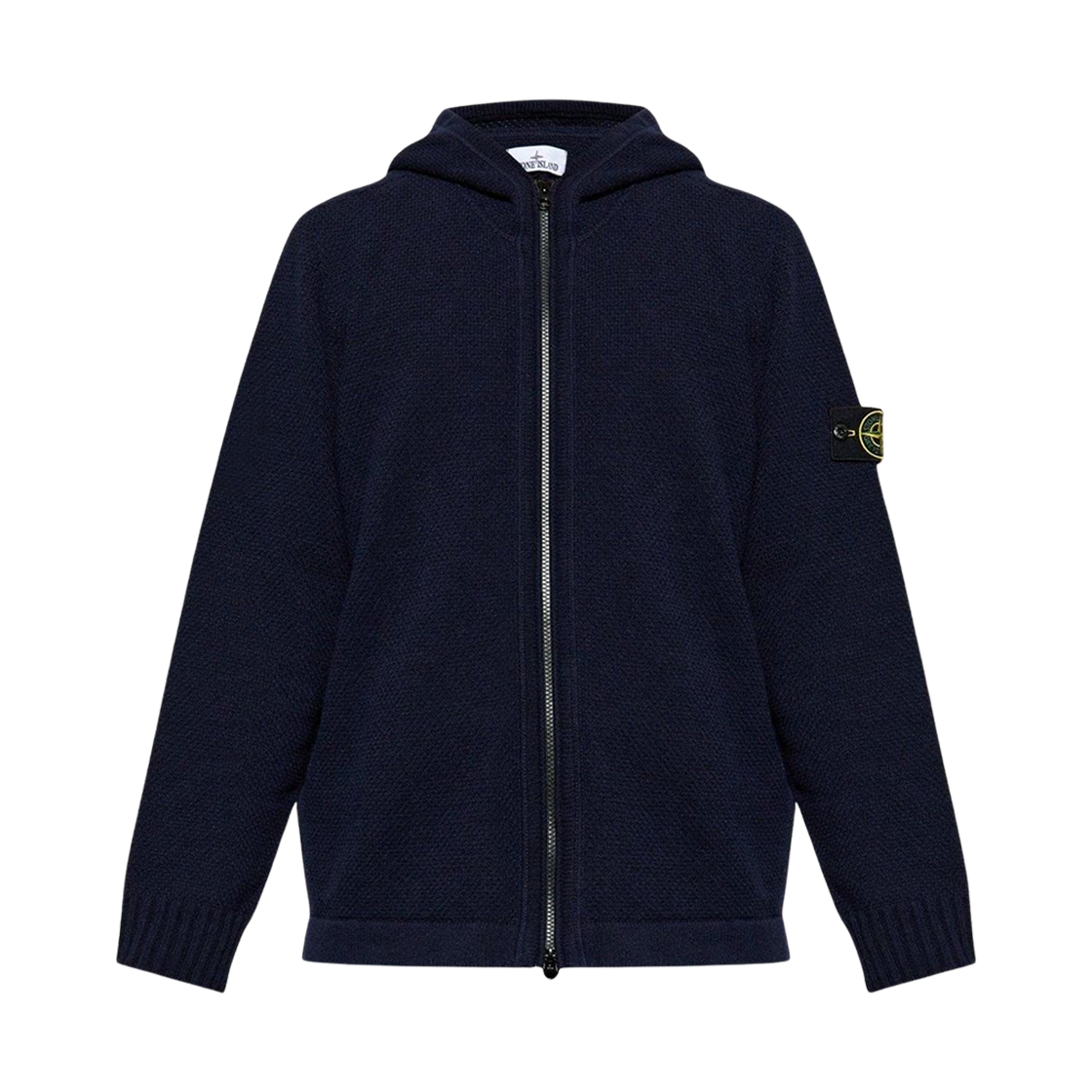 스톤 아일랜드 567A3 램스울 풀 지퍼 후드 가디건 네이비 블루 - 24FW(Stone Island 567A3 Lambswool Full Zipper Cardigan with Hood Navy Blue - 24FW)