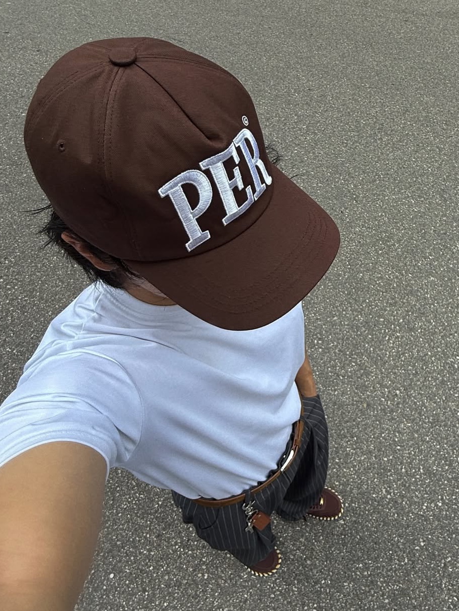 Permanent Archive 5-Panel PER Cap Brown 착용 스타일