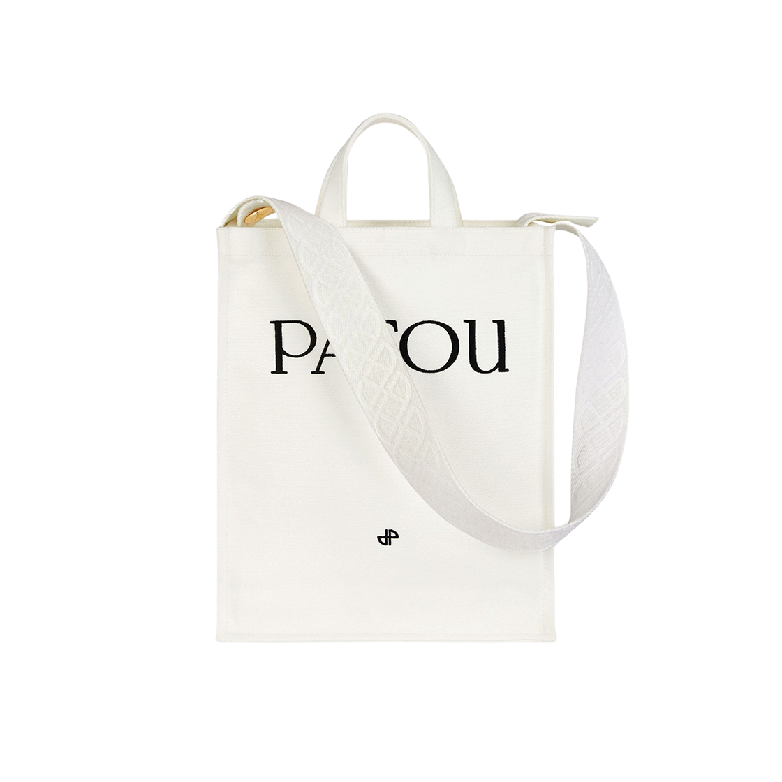 파투 코튼 캔버스 버티컬 파투 토트백 화이트(Patou Vertical Patou Tote Bag in Cotton Canvas White)