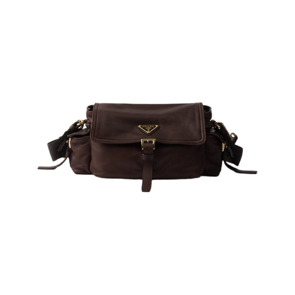 1BD394-2DX8-F0038 Prada Explore Medium Nappa Leather Shoulder Bag with Flap Sienna