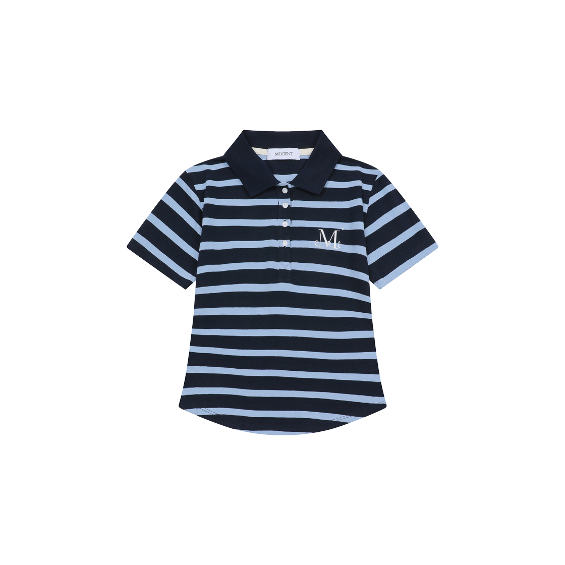P0000BCN MUCENT Daria Stripe Slim Fit Collar Half T Navy
