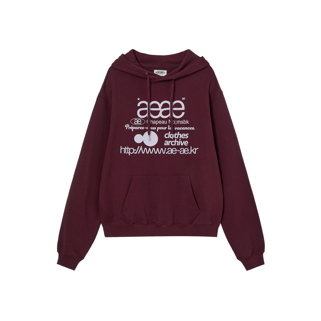 에이이에이이 웹 로고 루즈드 후디 버건디(AEAE Web Logo Loosed Hoodie Burgundy)