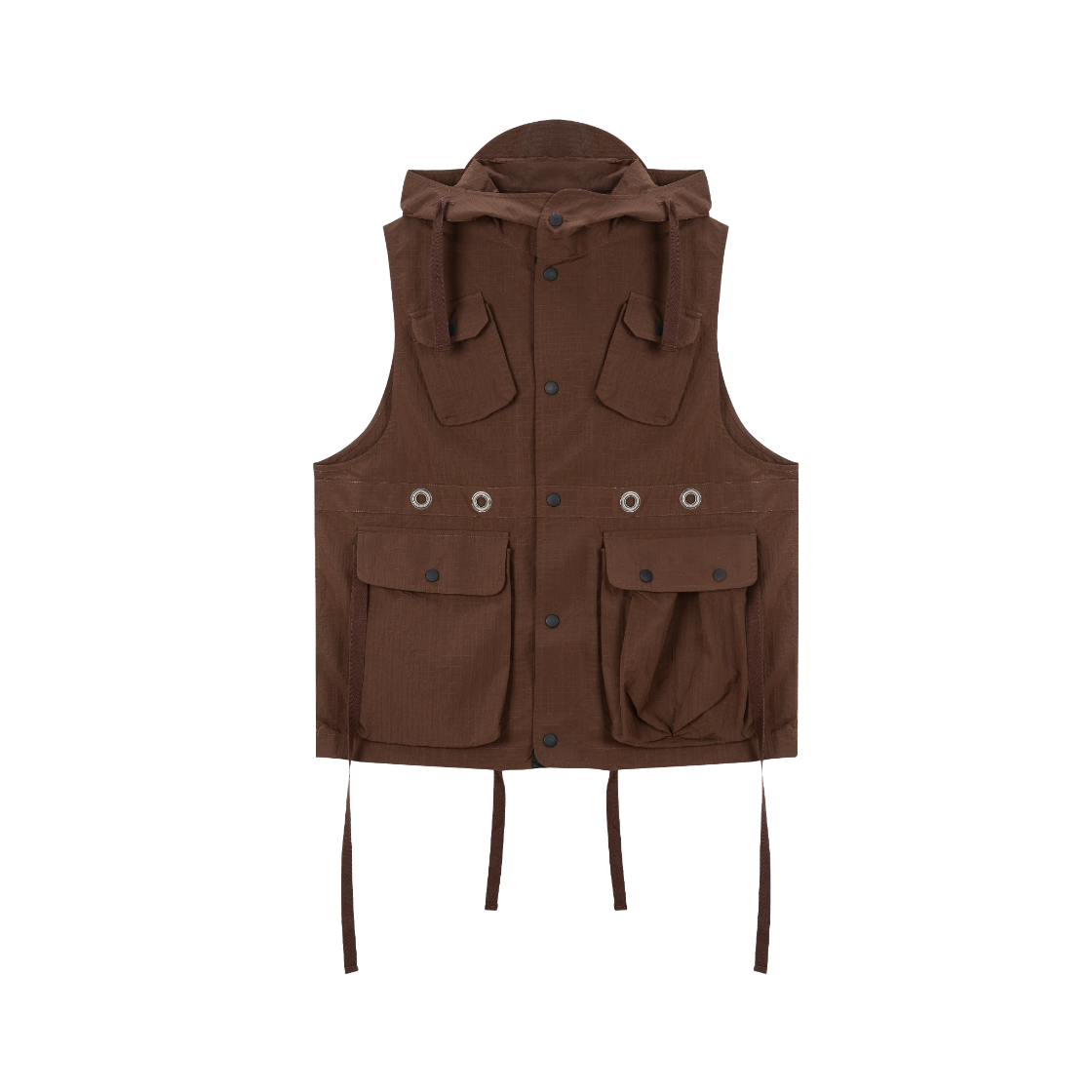 VUK53VVT001BRQQ Vacant Archive Men Brook Cargo Hoodie Vest Brown