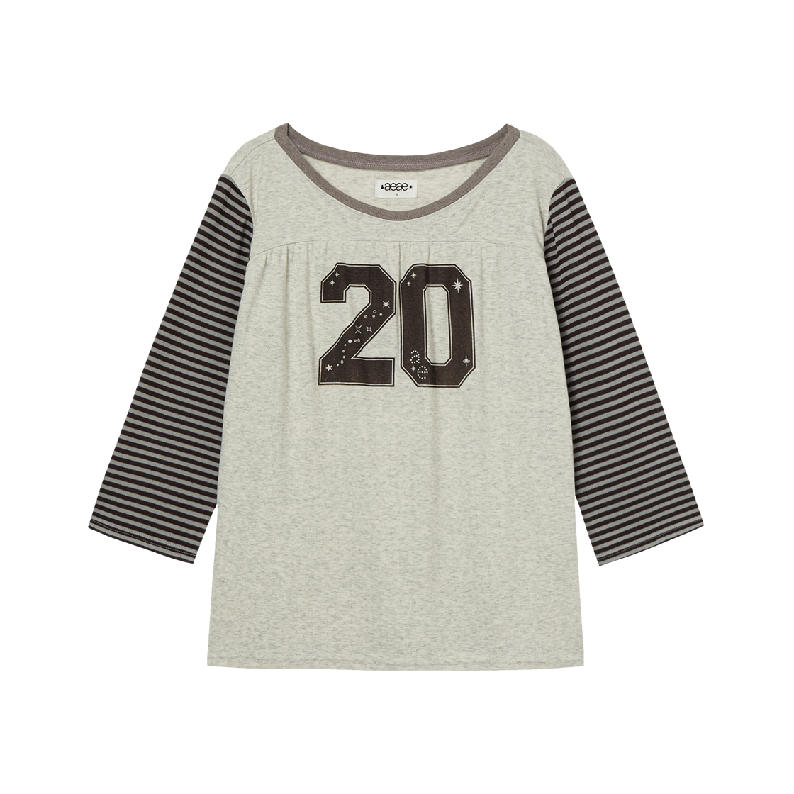 AE45FWLS004BRW AEAE Stripe Combi Tee Brown