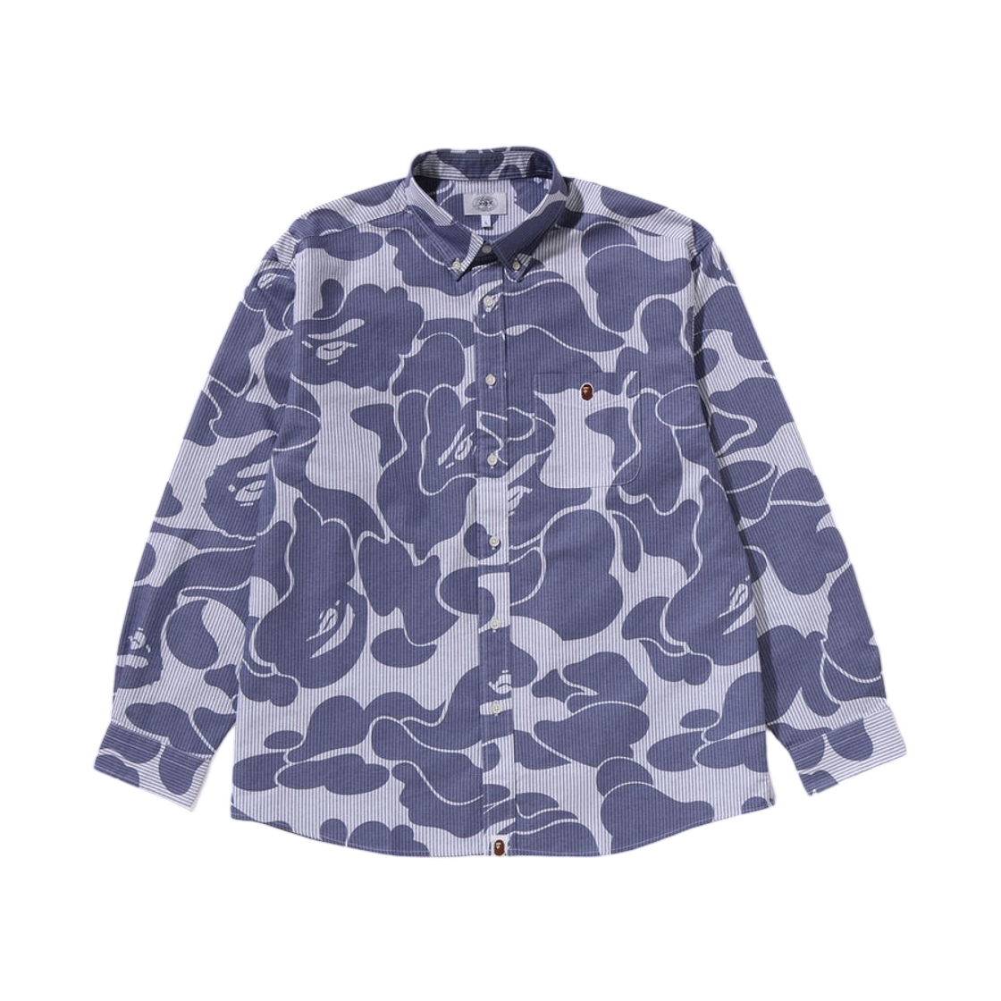 베이프 스트라이프 카모 릴렉스드 핏 셔츠 네이비(BAPE Stripe Camo Relaxed Fit Shirt Navy) - 1