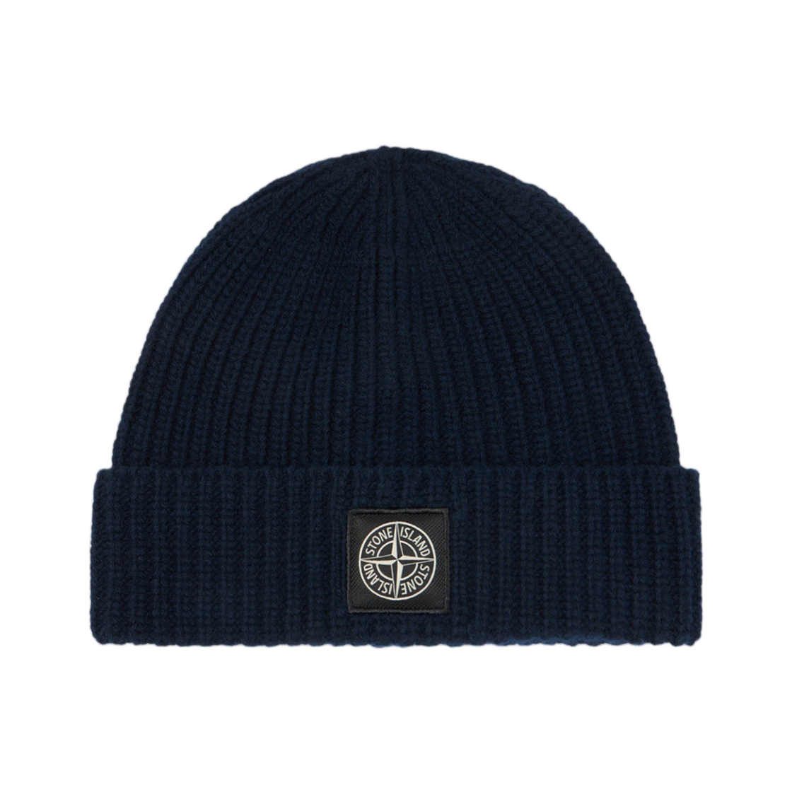 K2S15N1000-12S00B4-V0020 Stone Island N100012 Light RWS Geelong Wool Beanie with Compass Patch And Ribbed Cuff Navy Blue - 25FW