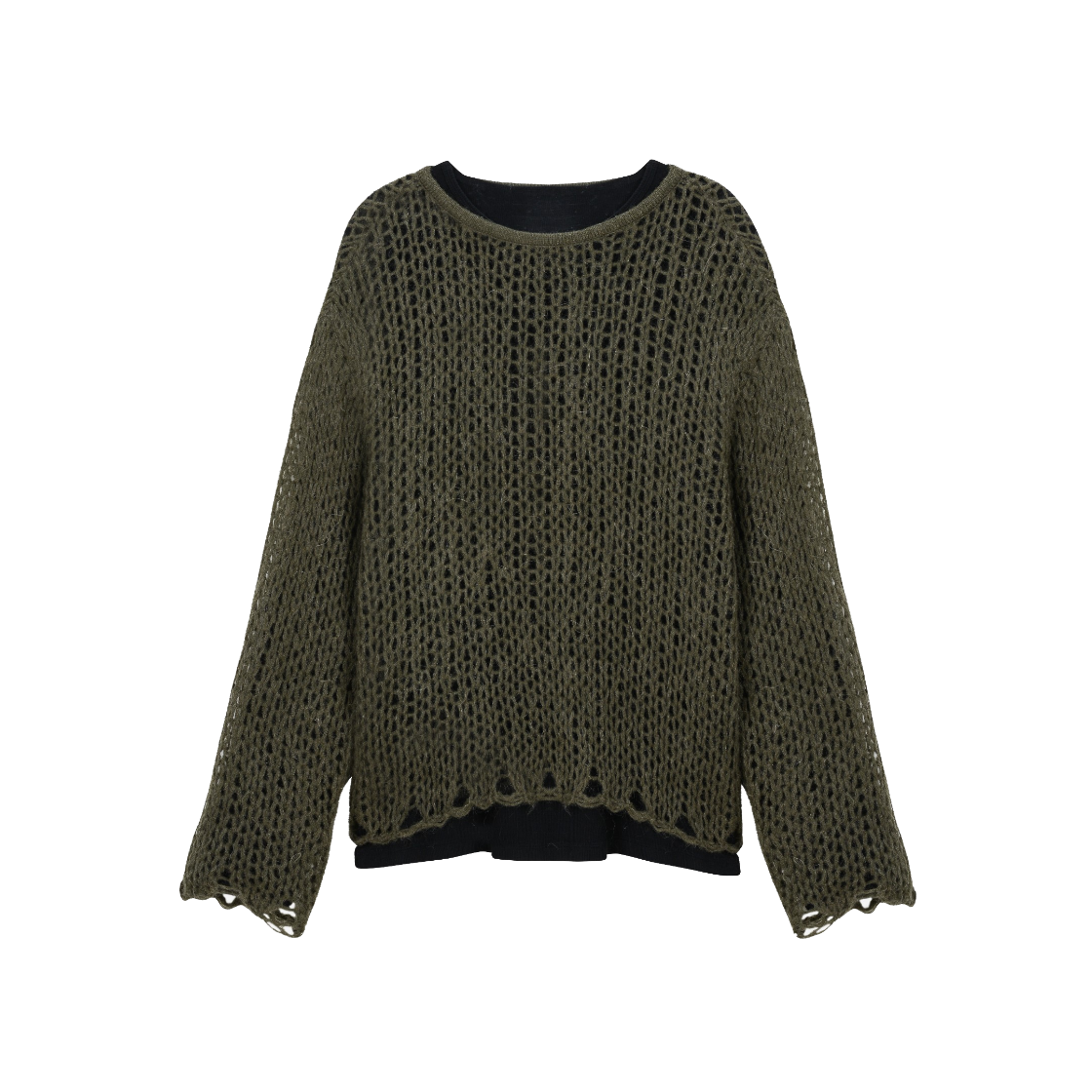 VUK53KPO002KHQQ Vacant Archive Men Guppy Net Layered Knit Khaki
