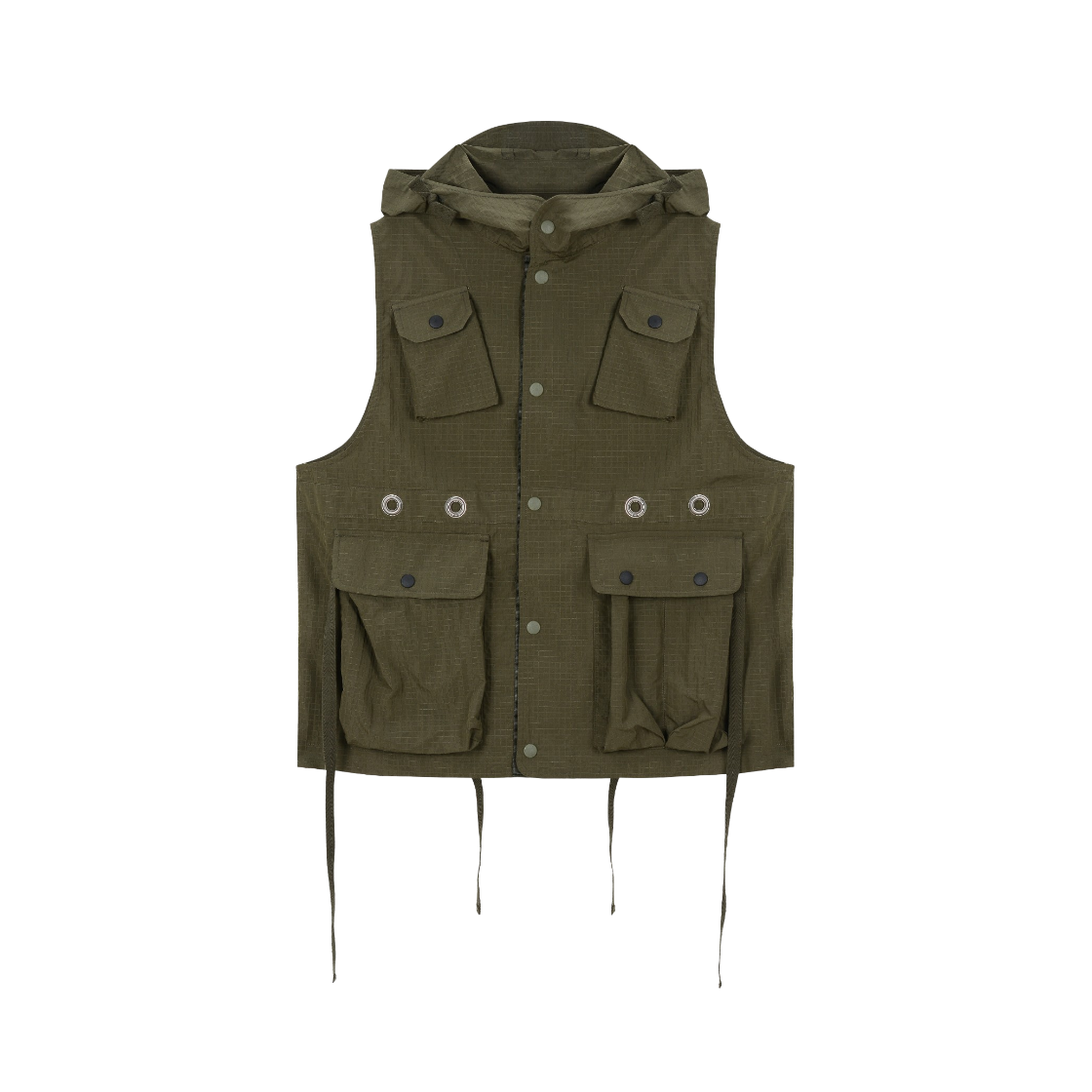 VUK53VVT001KHQQ Vacant Archive Men Brook Cargo Hoodie Vest Khaki