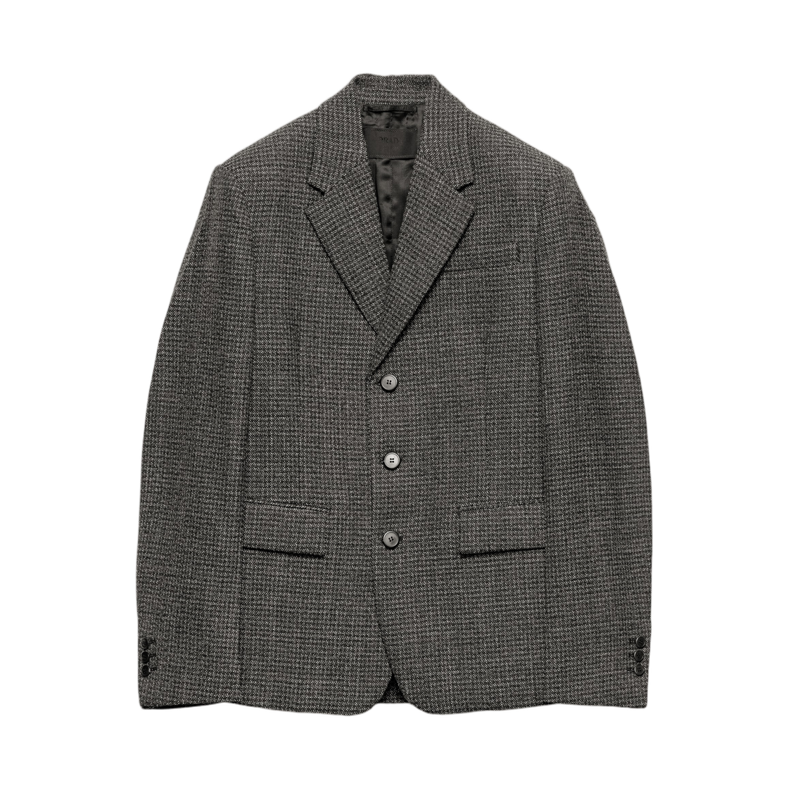 프라다 싱글 브레스티드 울 자켓 블랙 화이트(Prada Single-Breasted Wool Jacket Black White)