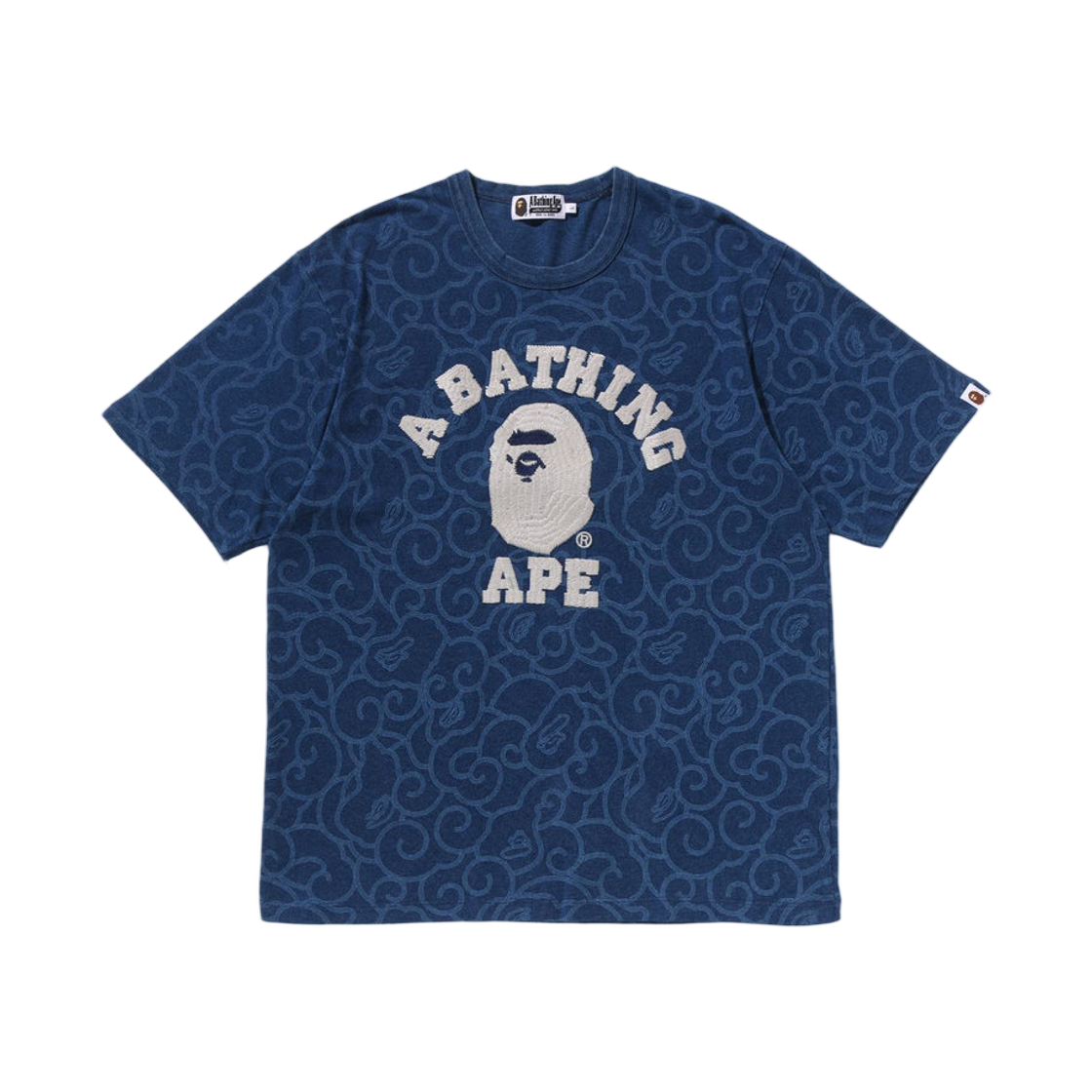 베이프 인디고 다이드 클라우드 카모 컬리지 릴렉스드 핏 티셔츠 네이비(BAPE Indigo Dyed Cloud Camo College Relaxed Fit T-Shirt Navy) - 1
