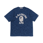 BAPE Indigo Dyed Cloud Camo College Relaxed Fit T-Shirt Navy