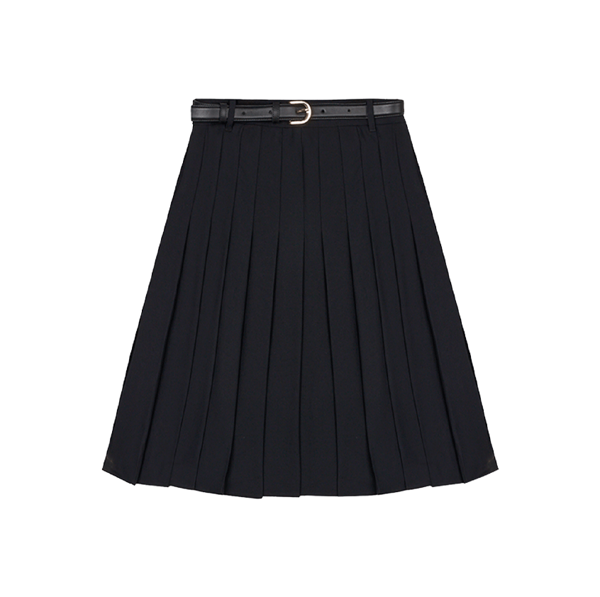 셀프 포트레이트 우먼 플리티드 트윌 미디 스커트 블랙- 25FW(Self Portrait Women Pleated Twill Midi Skirt Black - 25FW)
