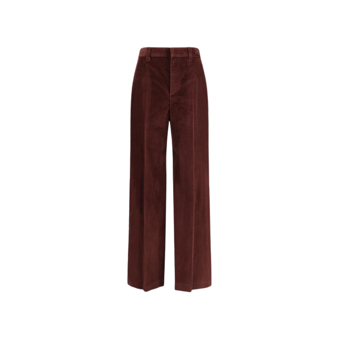 MA180P8724-C4243 (W) Brunello Cucinelli Cotton Corduroy Loose Trousers with Monili Bordeaux
