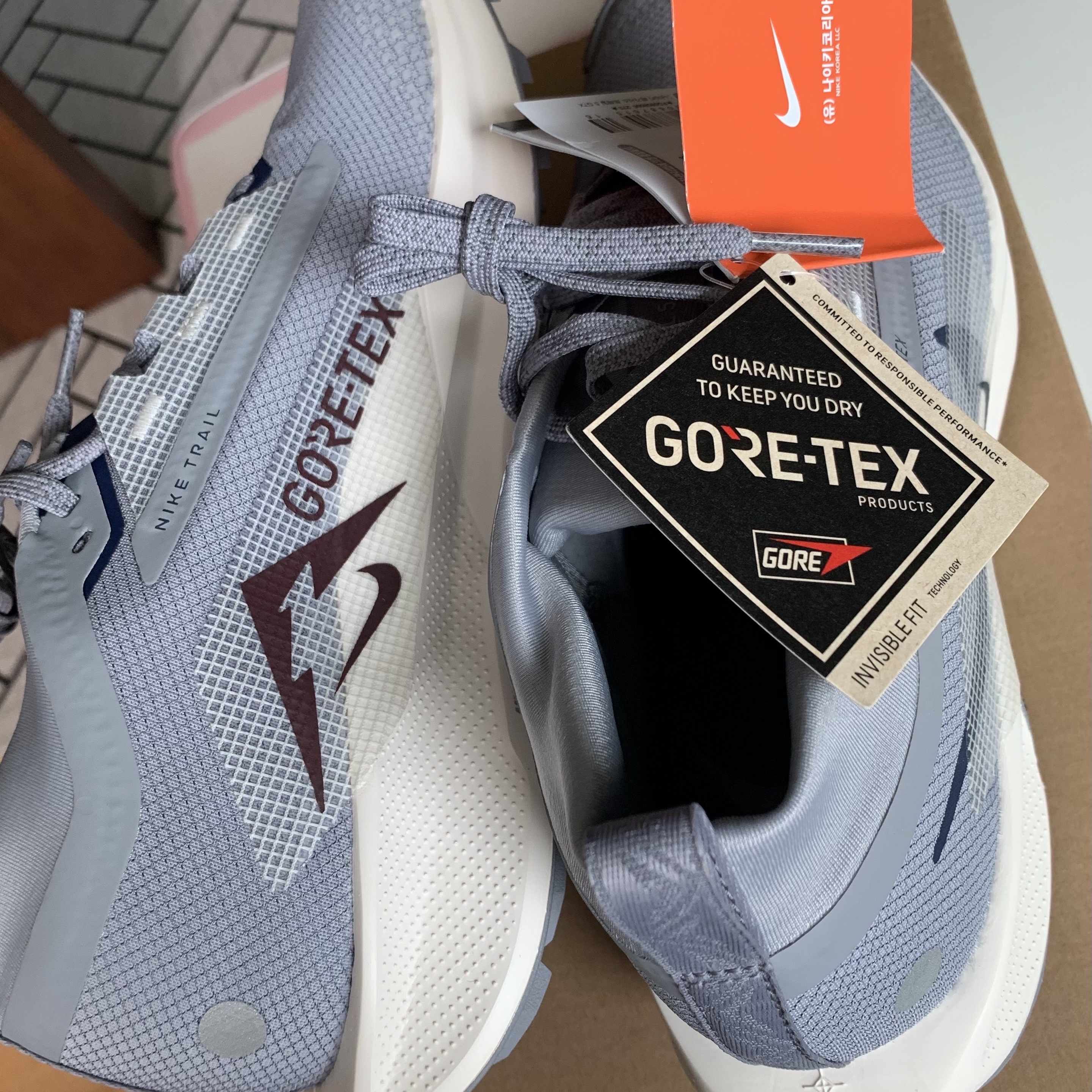 Nike Pegasus Trail 5 Gore-Tex Cement Grey Jade Horizon 착용 스타일