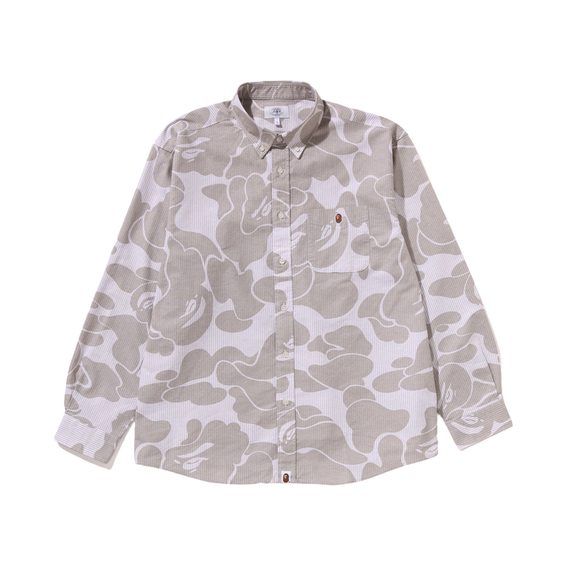 베이프 스트라이프 카모 릴렉스드 핏 셔츠 베이지